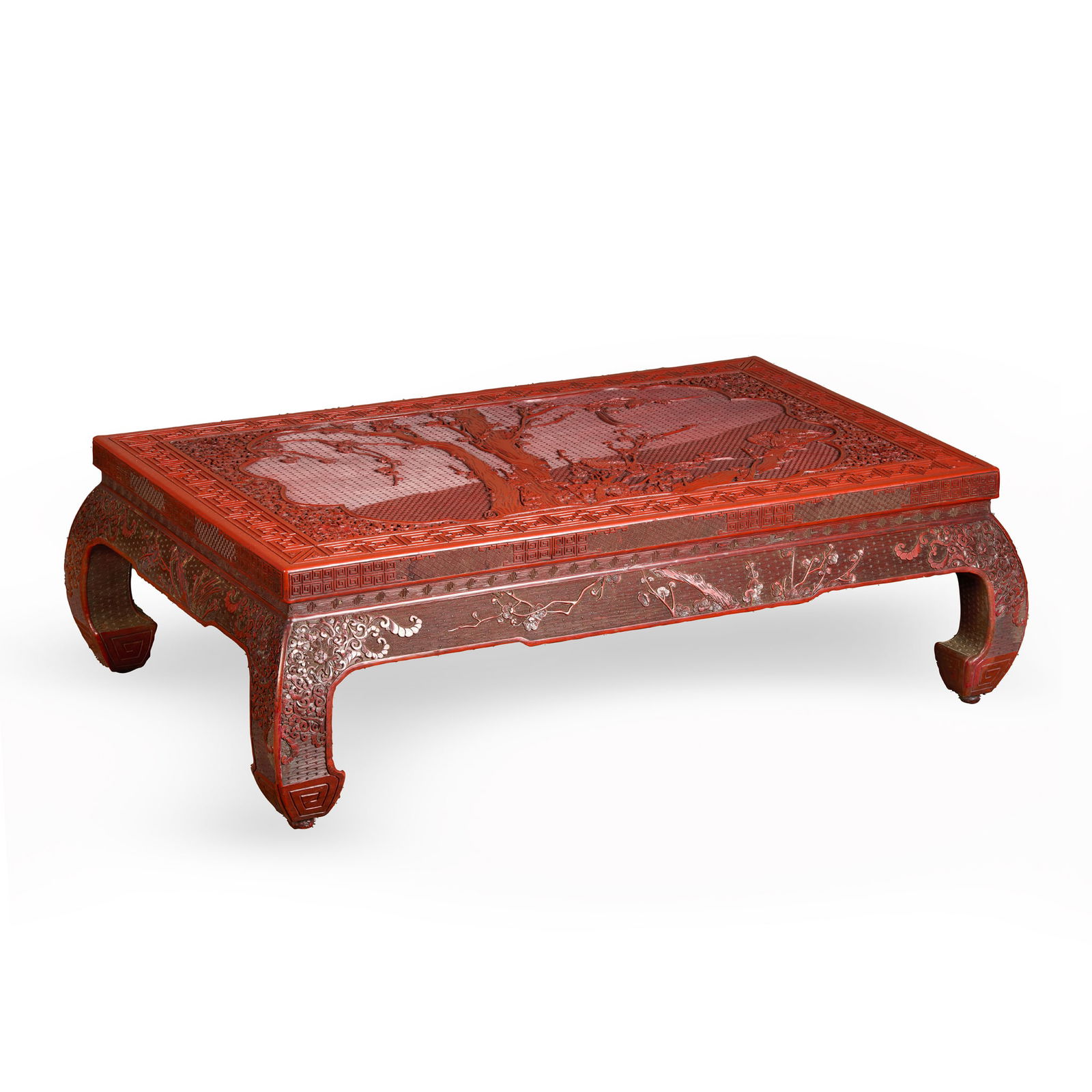 CHINESE CARVED CINNABAR AND LACQUER LOW TABLE (1 of 2)