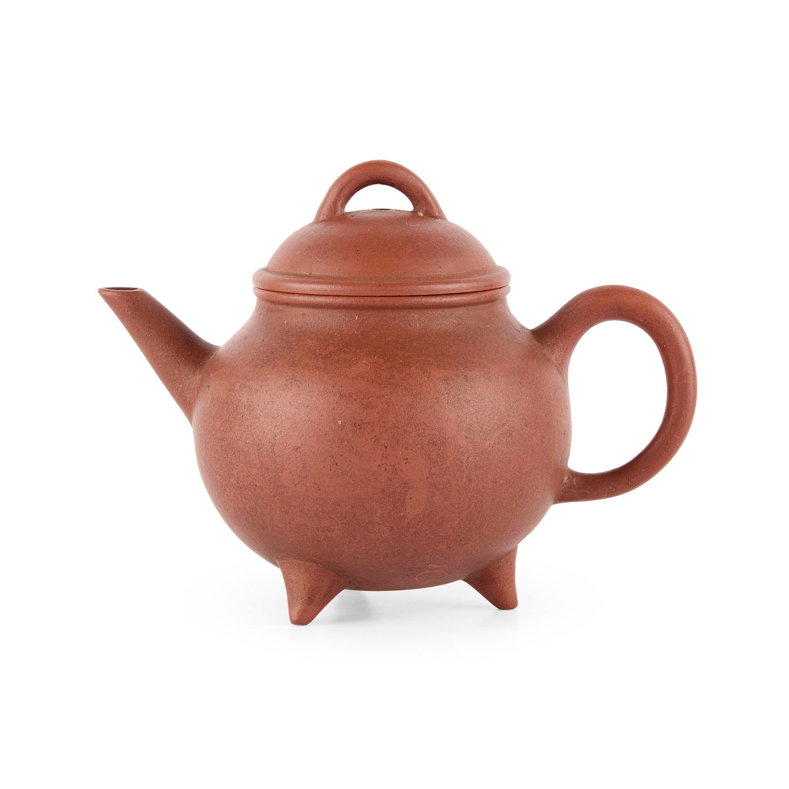 [PRIVATE ENGLISH COLLECTION] CHINESE YIXING STONEWARE TRIPOD TEAPOT (1 of 2)