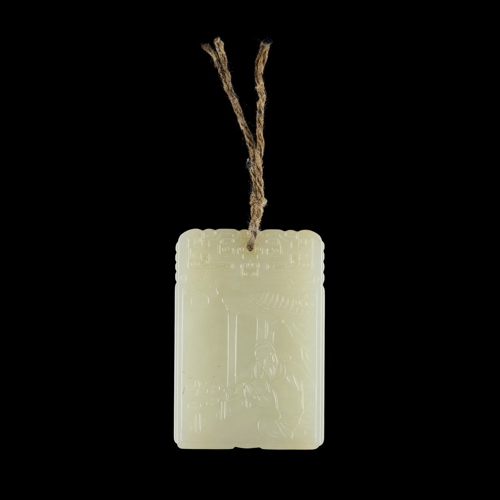[PRIVATE ENGLISH COLLECTION] CHINESE WHITE JADE 'LITERATI' PLAQUE (1 of 2)