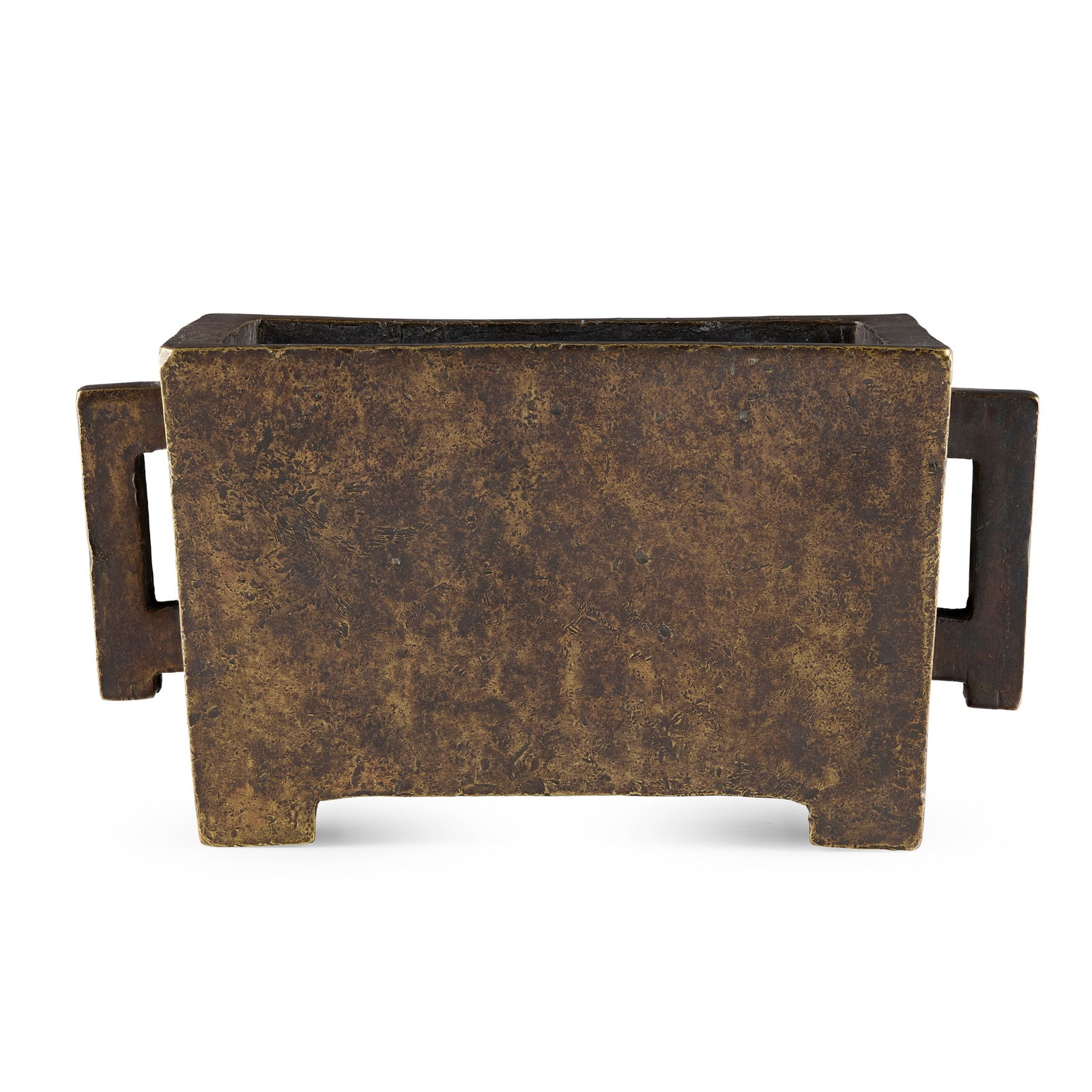 CHINESE BRONZE RECTANGULAR HANDLED CENSER (1 of 2)