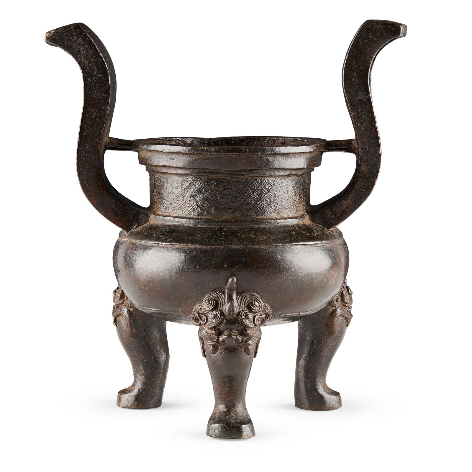 [PRIVATE SCOTTISH COLLECTION, PERTHSHIRE] CHINESE BRONZE HANDLED TRIPOD CENSER (1 of 1)