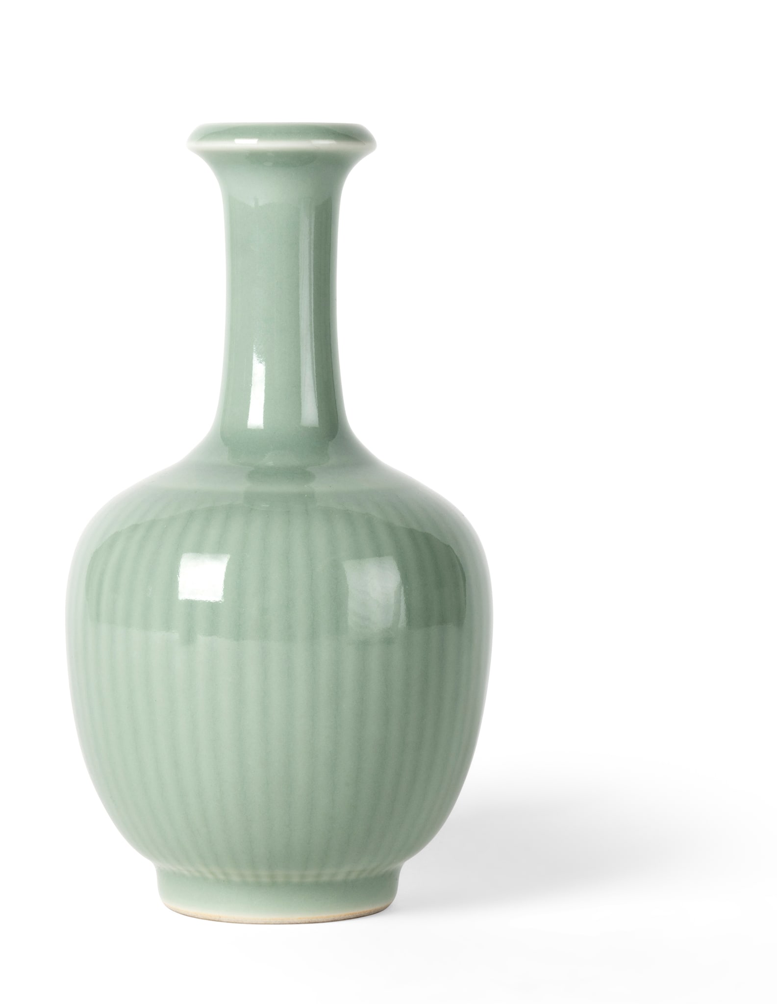CHINESE CELADON-GLAZED FLUTED BOTTLE VASE (1 of 2)