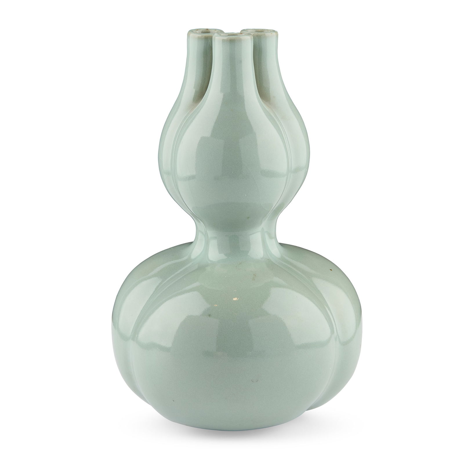 CHINESE CELADON-GLAZED CONJOINED DOUBLE-GOURD-SHAPED VASE (1 of 2)