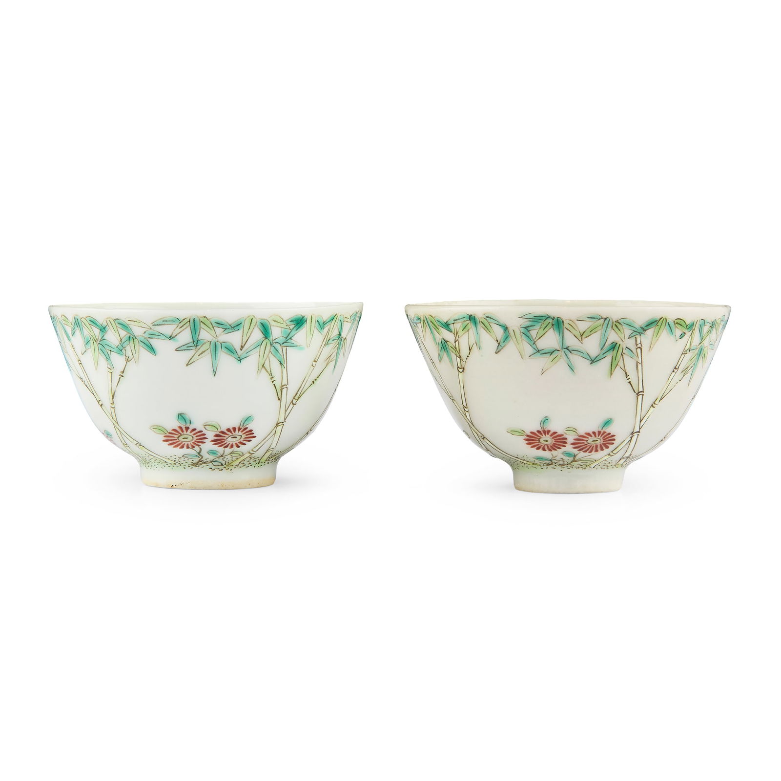 TWO CHINESE FAMILLE ROSE 'BAMBOO' CUPS (1 of 2)