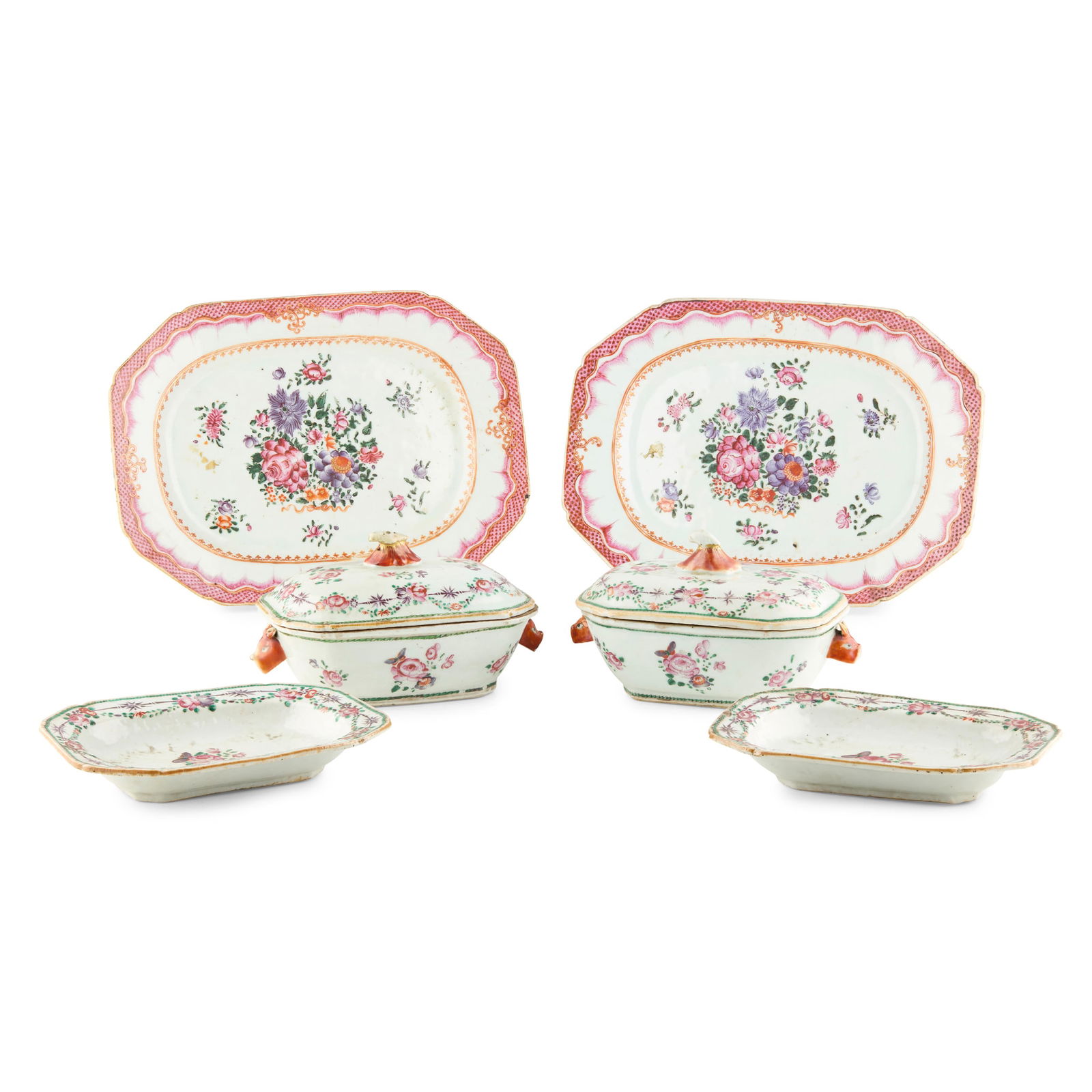 [PRIVATE SCOTTISH COLLECTION, RENFREWSHIRE] GROUP OF EIGHT CHINESE EXPORT FAMILLE ROSE WARES (1 of 4)