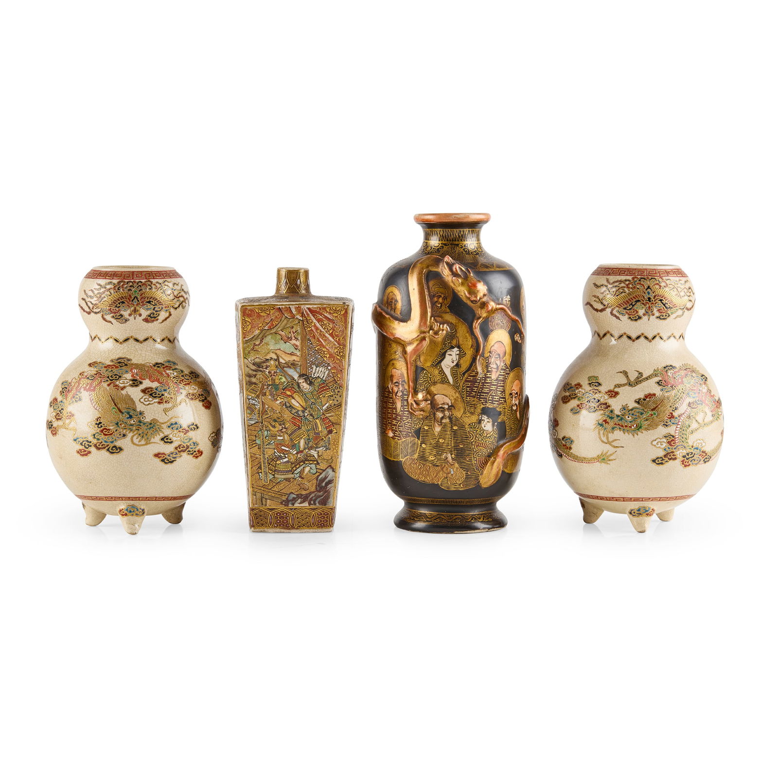 [PRIVATE SCOTTISH COLLECTION, RENFREWSHIRE] GROUP OF FOUR JAPANESE SATSUMA VASES (1 of 1)