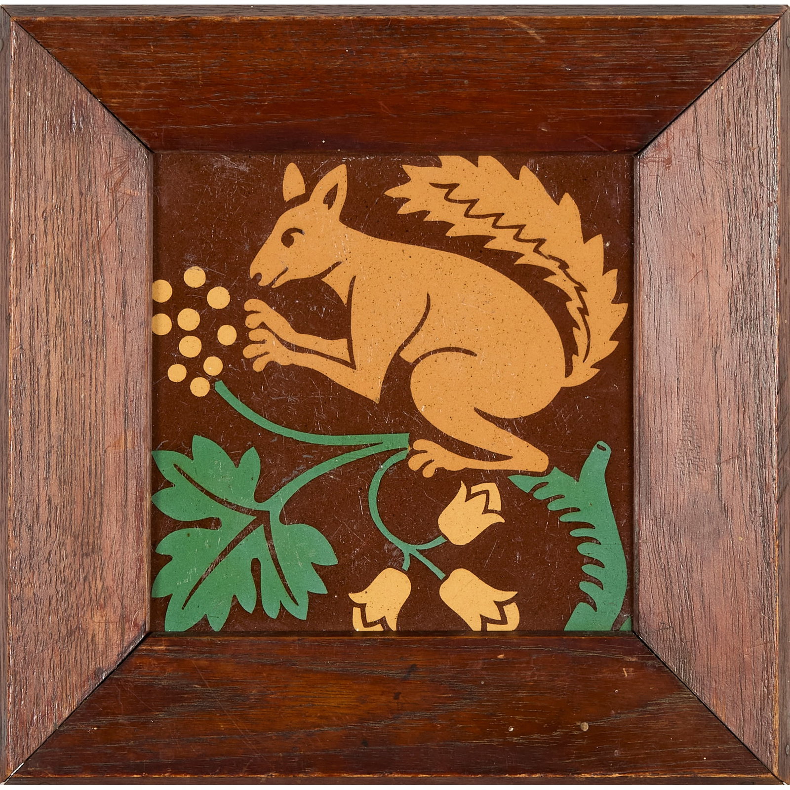 A.W.N PUGIN (1812-1852) FOR MINTON & CO.: A.W.N PUGIN (1812-1852) FOR MINTON & CO. FRAMED TILE, circa 1860 glazed earthenware, stamped maker's marks, with registration lozenge 15cm square (frame size 23cm square)