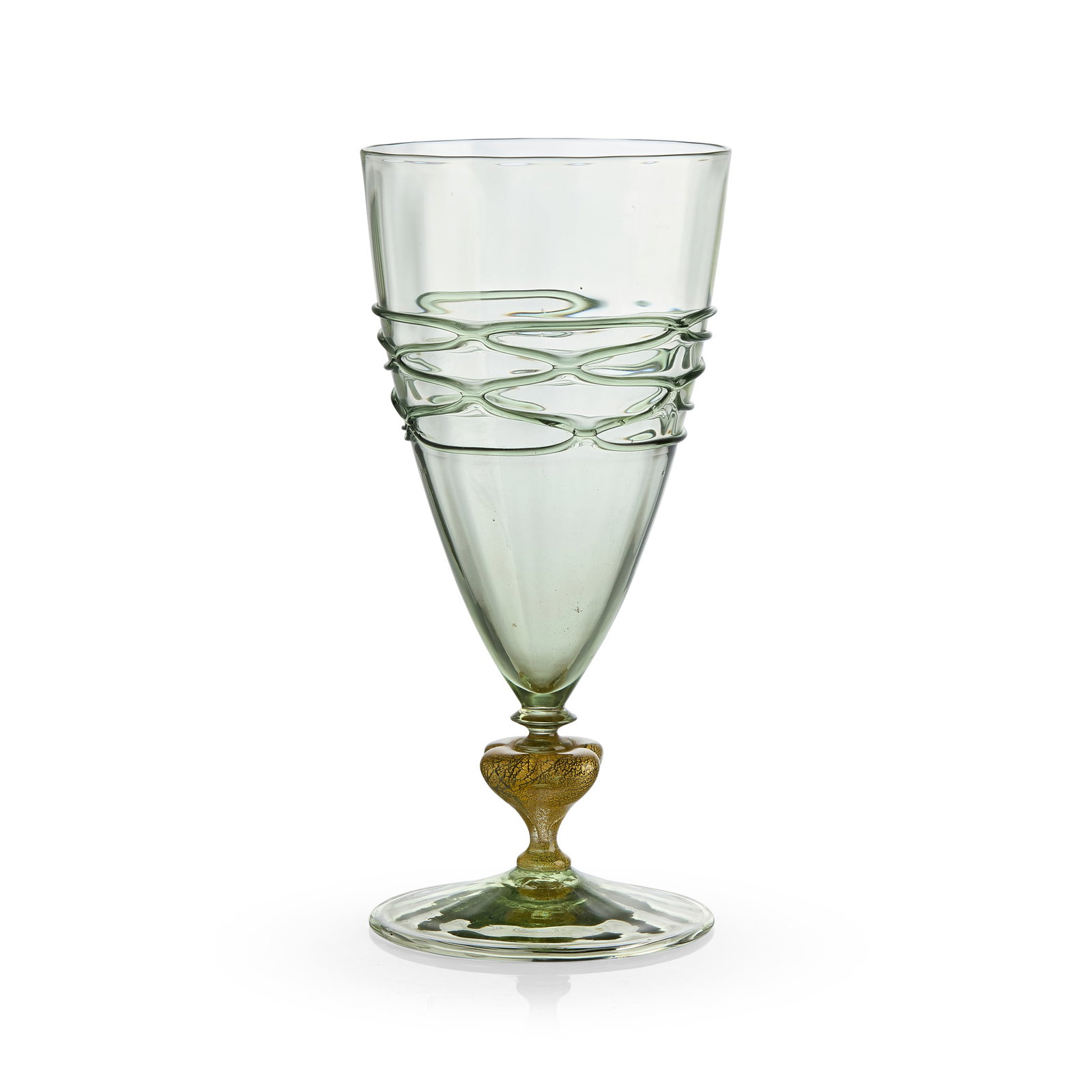 HARRY POWELL (1853-1922) FOR JAMES POWELL & SONS, WHITEFRIARS: HARRY POWELL (1853-1922) FOR JAMES POWELL & SONS, WHITEFRIARS GOBLET, CIRCA 1910 glass, gold foil 23cm high Literature: Jackson, L., Whitefriars Glass: The Art of James Powell & Sons, Richard Dennis,