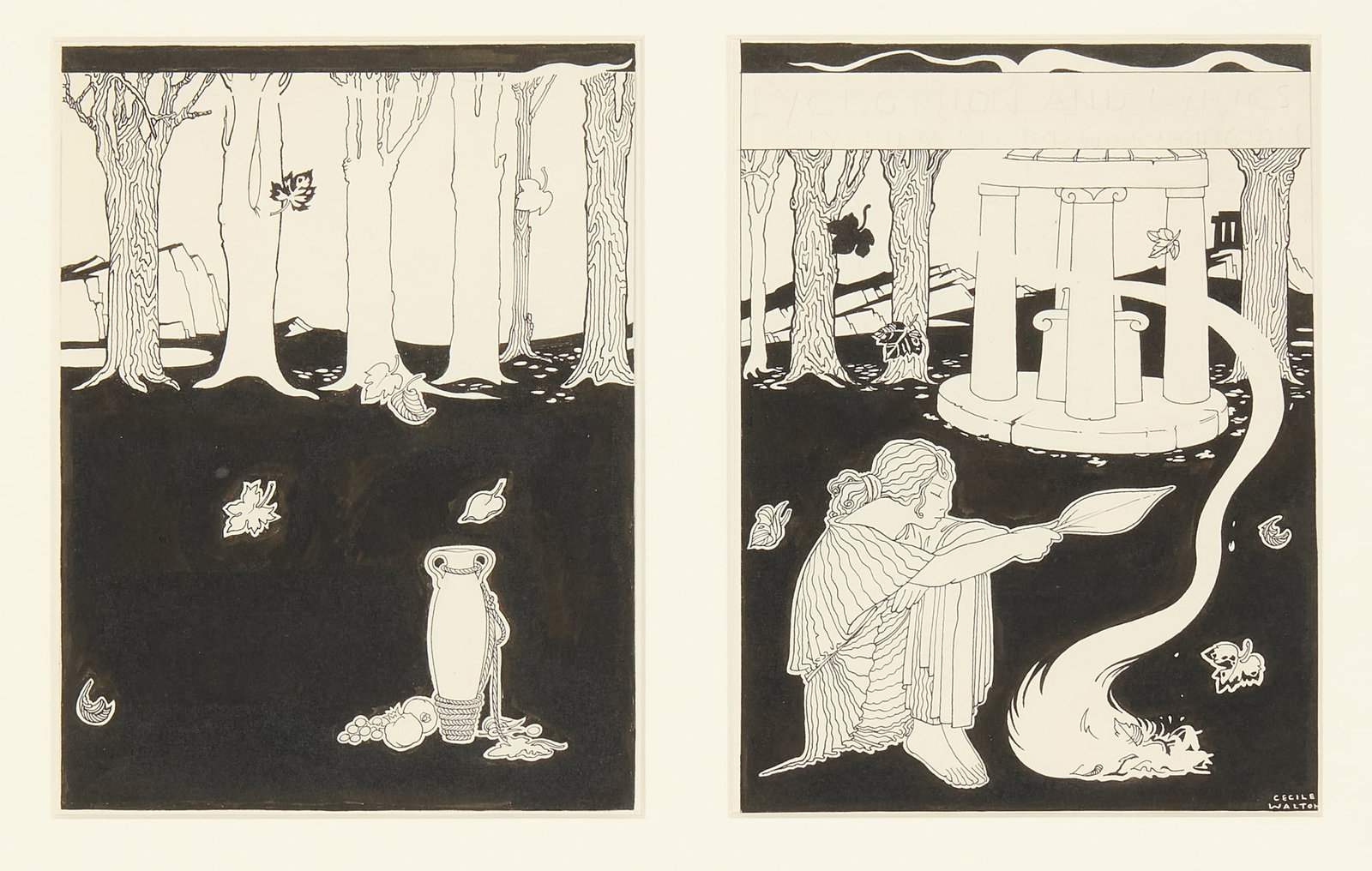 CECILE WALTON (1891-1956): CECILE WALTON (1891-1956) LYCOPHON AND LYRICS lithograph, signed in the print CECILE WALTON, with pencil inscription LYCOPHON AND LYRICS/ BY LILIAN M. WORTHINGTON each 24cm x 18cm (frame size 43.5cm x