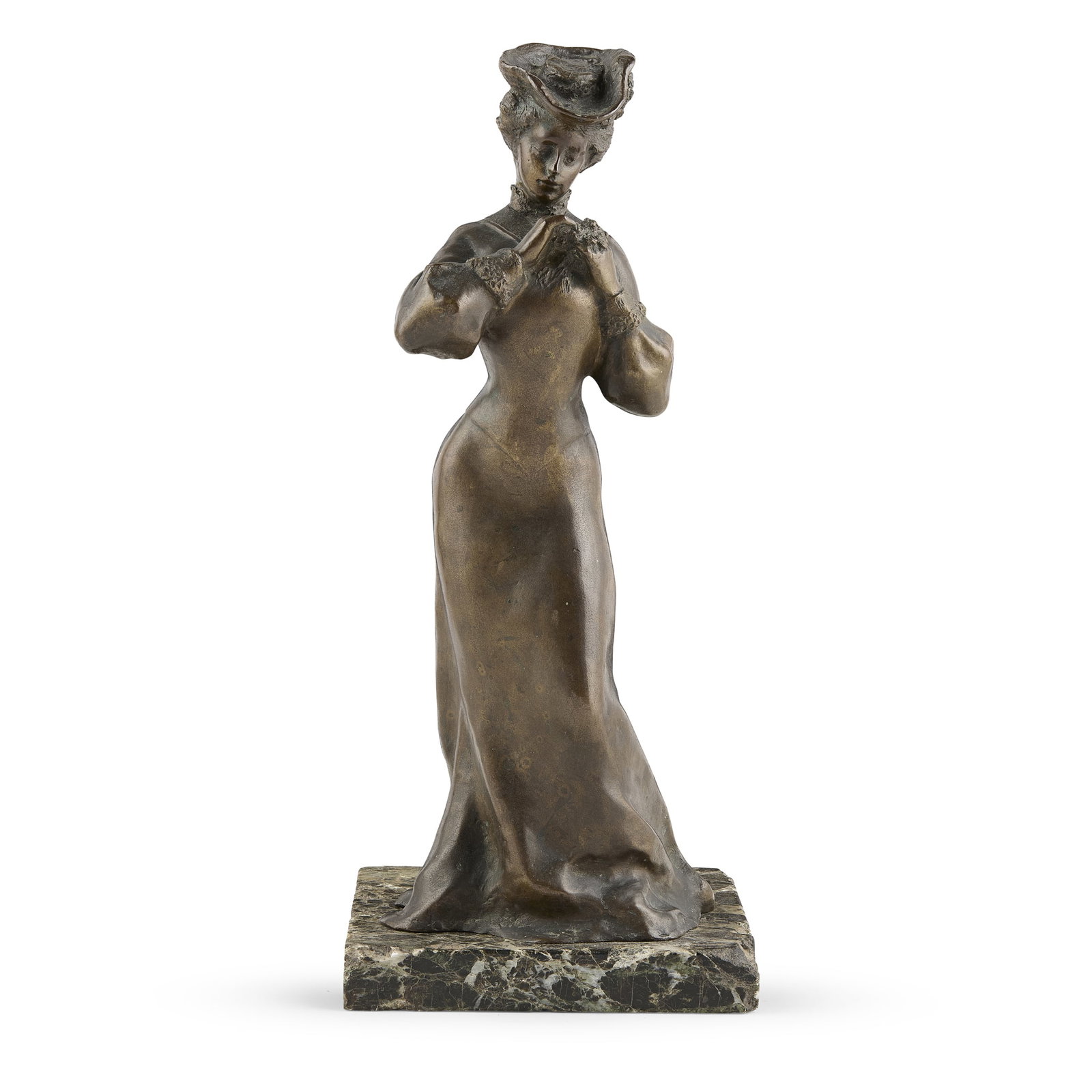 AFTER LOUIS LEROLLE: AFTER LOUIS LEROLLE ART NOUVEAU FIGURE OF A LADY, CIRCA 1900 bronze, on marble base 30cm high (including base)