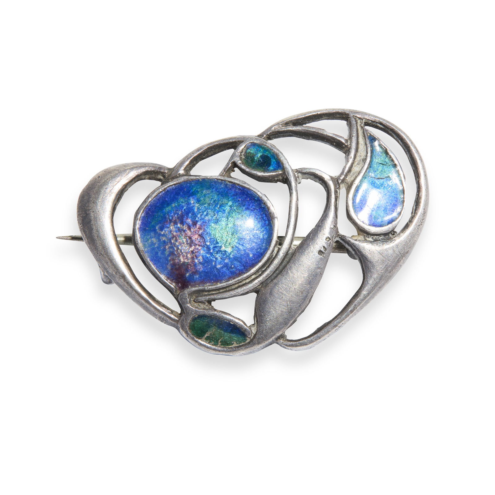 ARCHIBALD KNOX (1899-1933): ARCHIBALD KNOX (1899-1933) BROOCH, CIRCA 1905 silver, enamel, stamped CYMRIC/ STERLING 3cm wide Literature: Martin, S. Archibald Knox, Art Media Press, 2001, p.265, where the design is ill