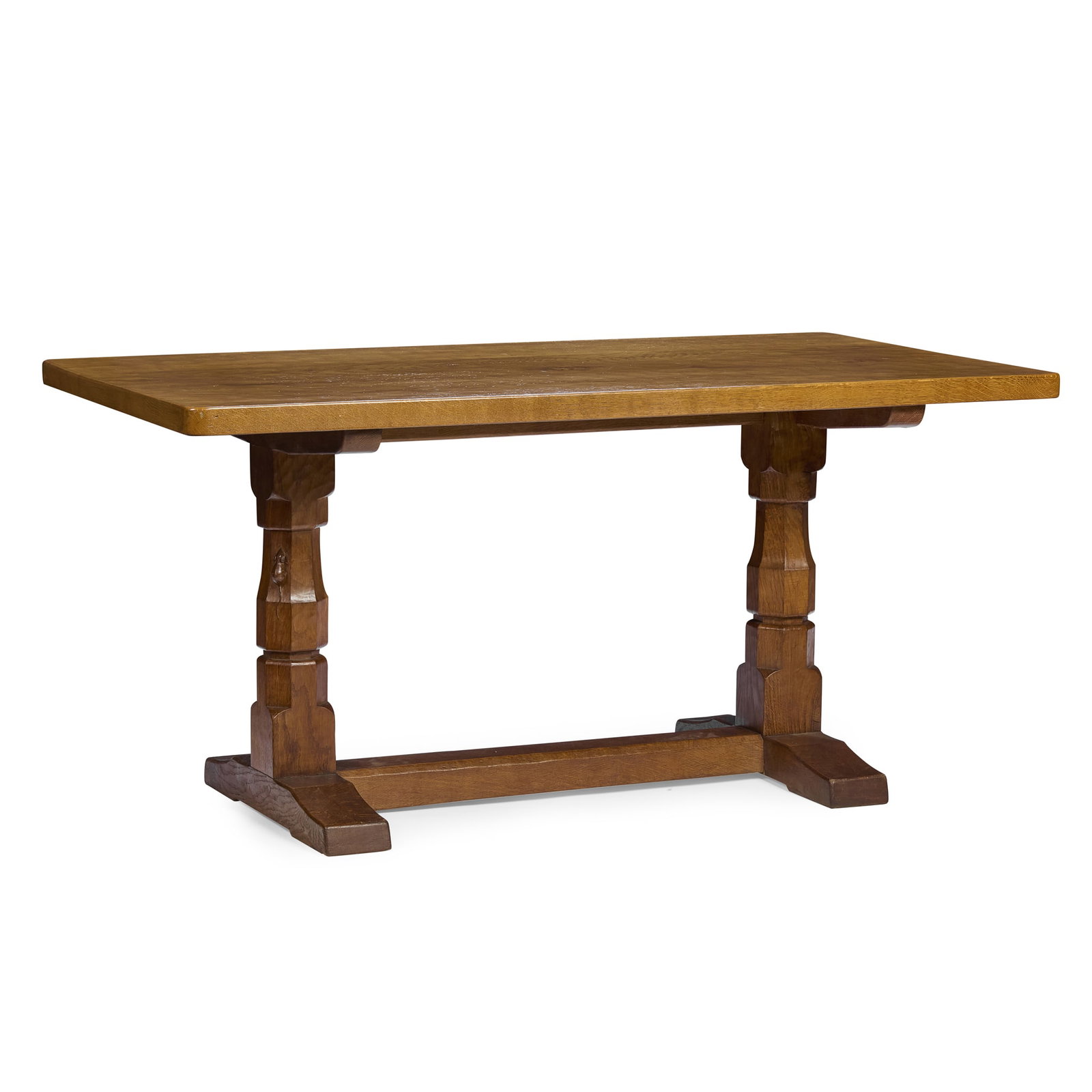 ROBERT 'MOUSEMAN' THOMPSON (1876-1955): ROBERT 'MOUSEMAN' THOMPSON (1876-1955) ARTS & CRAFTS REFECTORY TABLE, CIRCA 1950 oak, with carved mouse signature 152cm long, 74cm high, 84.5cm wide 