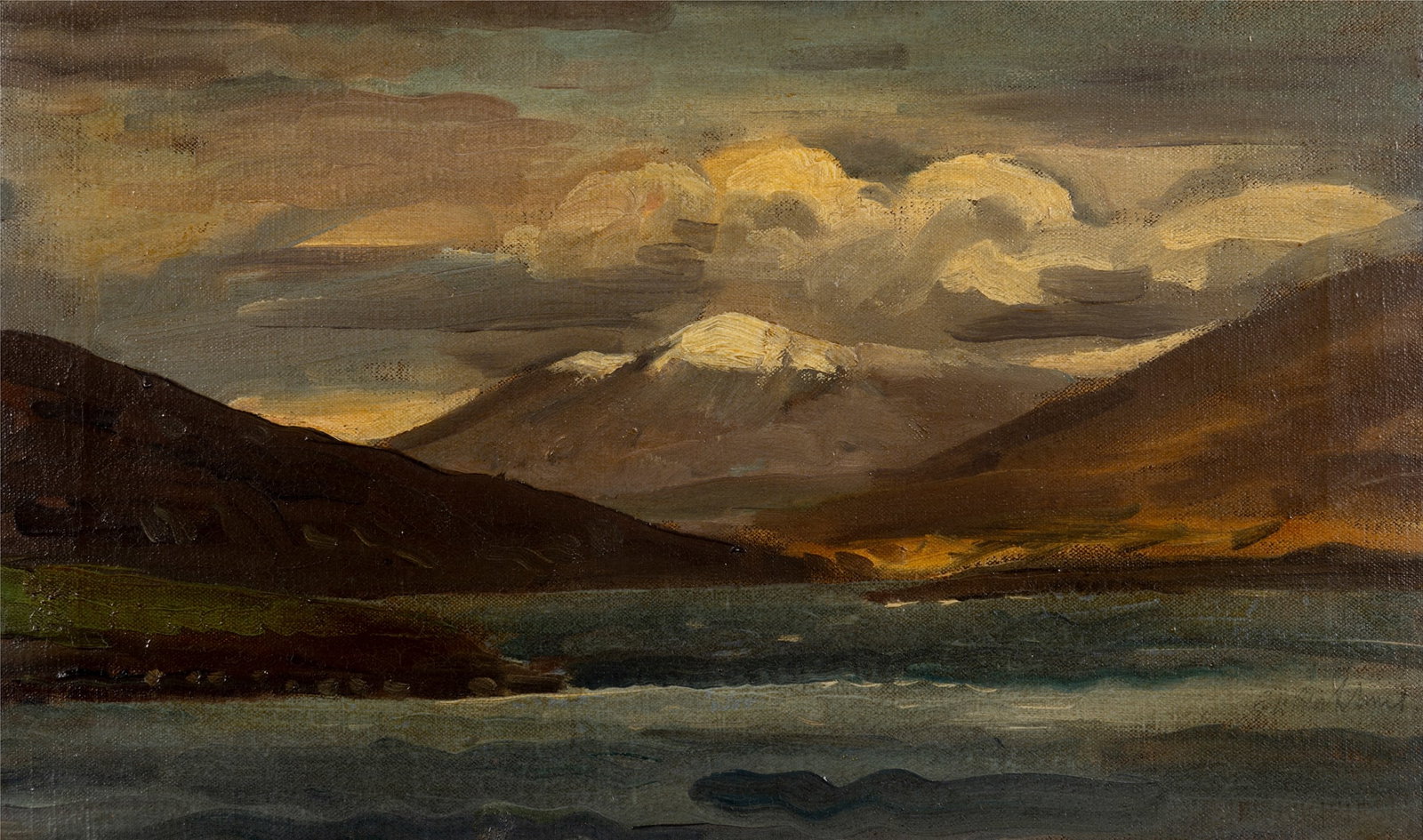 § GERALD LESLIE BROCKHURST R.A. (BRITISH 1890-1978): GERALD LESLIE BROCKHURST R.A. (BRITISH 1890-1978) COAST OF IRELAND signed in pencil (lower right), oil on canvas 34cm x 54.5cm (13 ½in x 21 ½in ) T & R Annan, Glasgow;Private Collectio