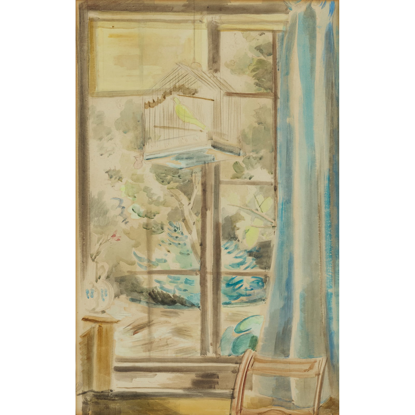 PAUL NASH (BRITISH 1889-1946): PAUL NASH (BRITISH 1889-1946) THE WINDOW, c. 1920s signed in pencil (lower left), also initialled in pencil (left margin), watercolour on paper 52cm x 34.5cm (20 ½in x 13 ½in) Private Collec