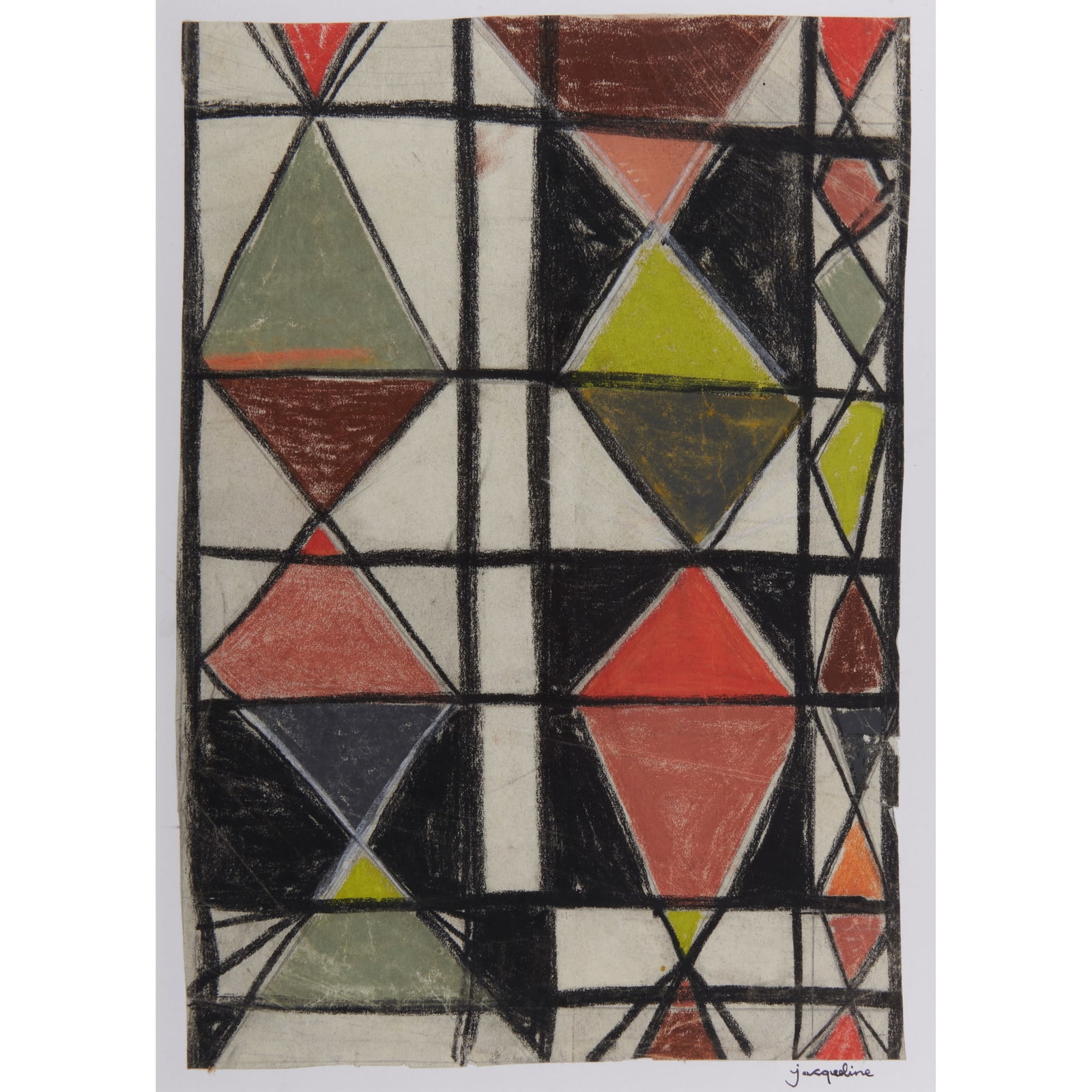 § JACQUELINE GROAG (CZECH 1903-1986): JACQUELINE GROAG (CZECH 1903-1986) UNTITLED signed in pen in margin (lower right), pastel on paper 30cm x 21cm (11 ¾in x 8 ¼in), unframed Private Collection.