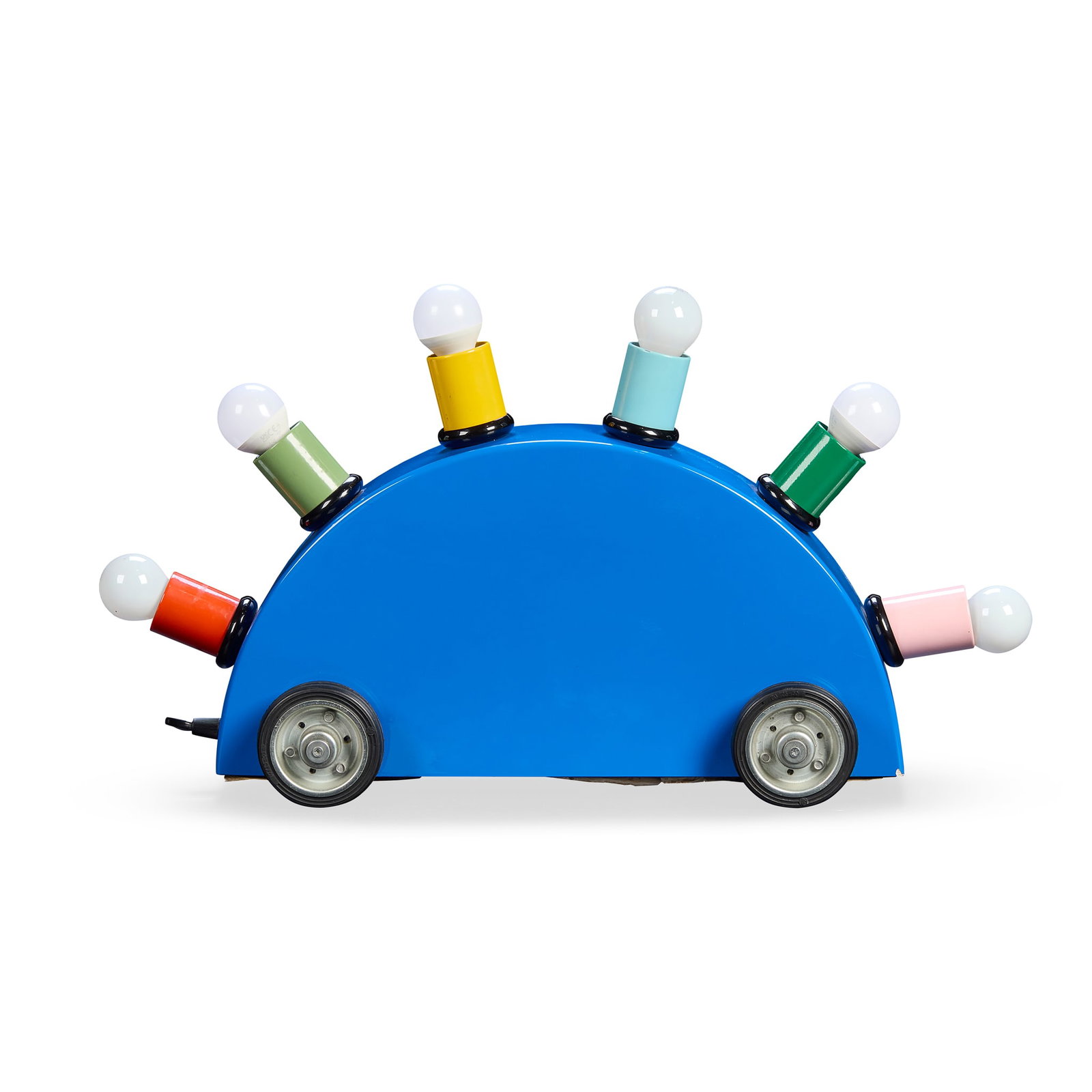 MARTINE BEDIN (FRENCH 1957-) FOR MEMPHIS: MARTINE BEDIN (FRENCH 1957-) FOR MEMPHIS 'SUPER' TABLE LAMP, DESIGNED 1981 manufacturer's label (to base), fiberglass, enamel, steel and rubber. including bulbs 33cm high, 60cm wide, 16cm deep (13in h