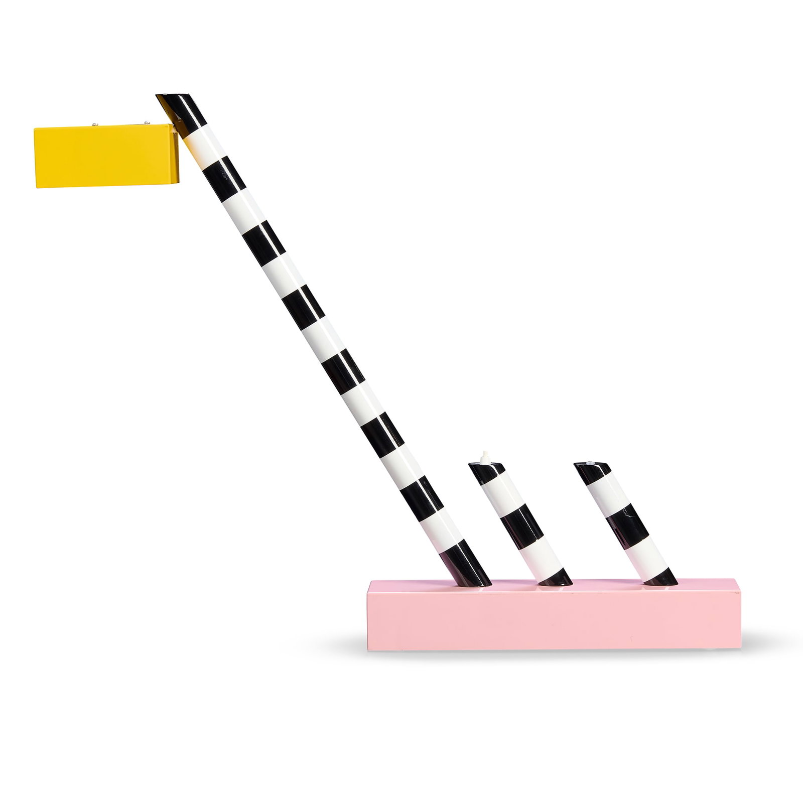 MICHELE DE LUCCHI (ITALIAN 1951-) FOR MEMPHIS: MICHELE DE LUCCHI (ITALIAN 1951-) FOR MEMPHIS 'OCEANIC' TABLE LAMP, DESIGNED 1981 manufacturer's label (to side), wood, laminate and metal 75cm high, 93cm wide, 12cm deep (29 ½in high, 36 5/8in w