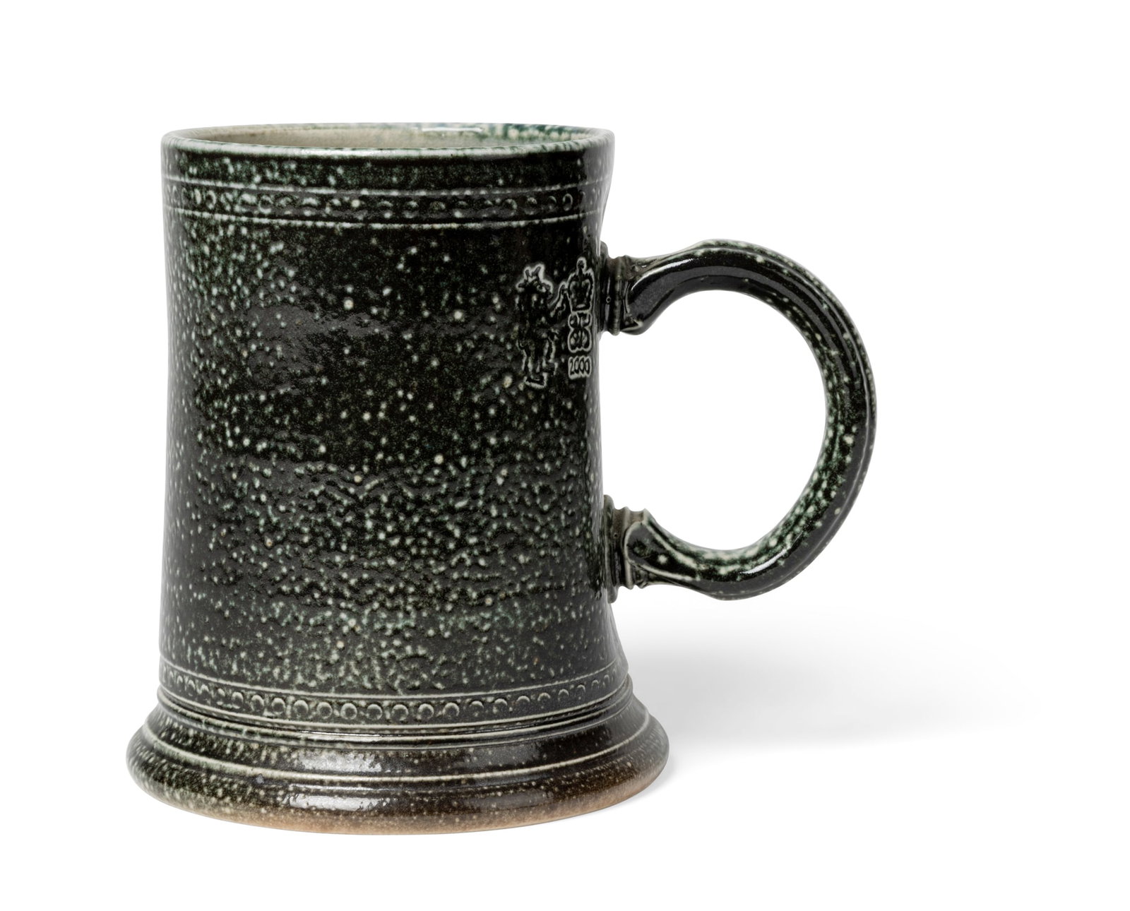 § STEVE HARRISON (BRITISH 1967-): STEVE HARRISON (BRITISH 1967-) MUG, 2000 stamped maker's and date marks, stoneware, salt glazed 12.5cm high, 13.5cm wide (4 7/8in high, 5 3/8in wide) Private Collection, U.K.