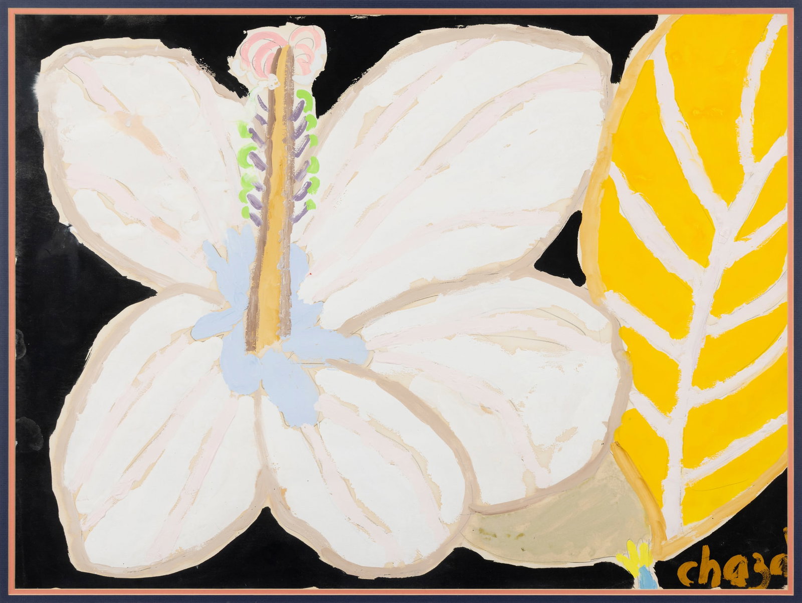 MALCOLM DE CHAZAL (MAURITIAN 1902-1981): MALCOLM DE CHAZAL (MAURITIAN 1902-1981) HIBISCUS FLOWER signed (lower right), poster paint on paper 58cm x 77.5cm (22 ¾in x 30 ½in) John Walker, Durban, South Africa, acquired c.1990s and th