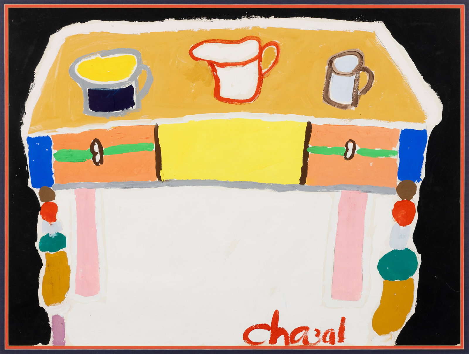 MALCOLM DE CHAZAL (MAURITIAN 1902-1981): MALCOLM DE CHAZAL (MAURITIAN 1902-1981) TABLE STILL LIFE signed (lower right), poster paint on paper 56cm x 76cm (22in x 30in) John Walker, Durban, South Africa, acquired c.1990s and thence by descent