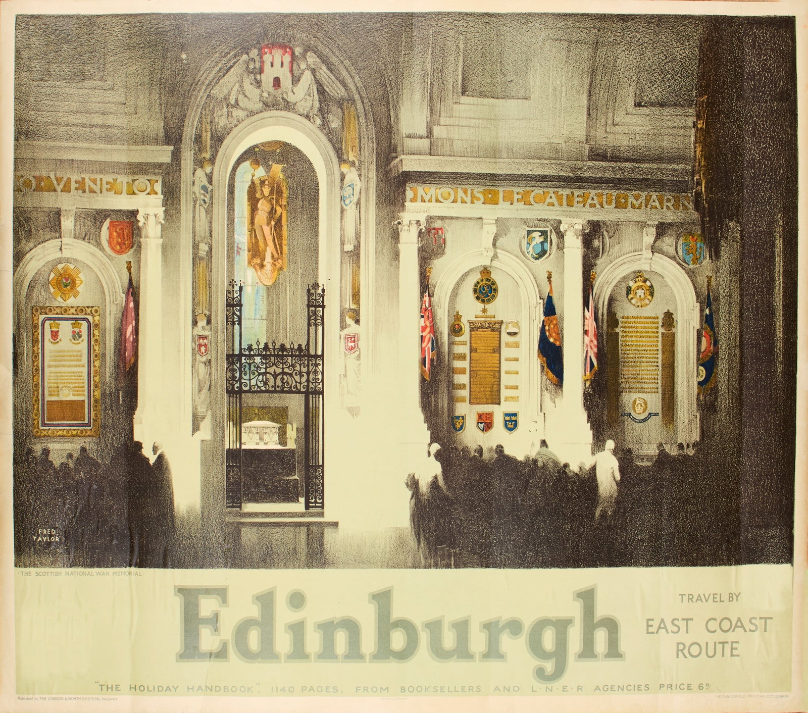 FRED TAYLOR (1875-1963): FRED TAYLOR (1875-1963) EDINBURGH lithographic poster, c.1930, condition B+; backed on paper 40 x 50 in. (102 x 127 cm.) 