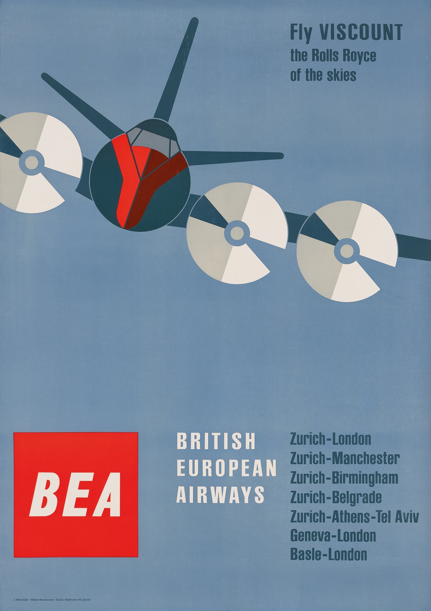JOSEF MULLER-BROCKMANN (1914-1996): JOSEF MULLER-BROCKMANN (1914-1996) BEA lithographic poster, 1958, condition A-; not backed 50 x 35.5in. (127 x 90cm.) 