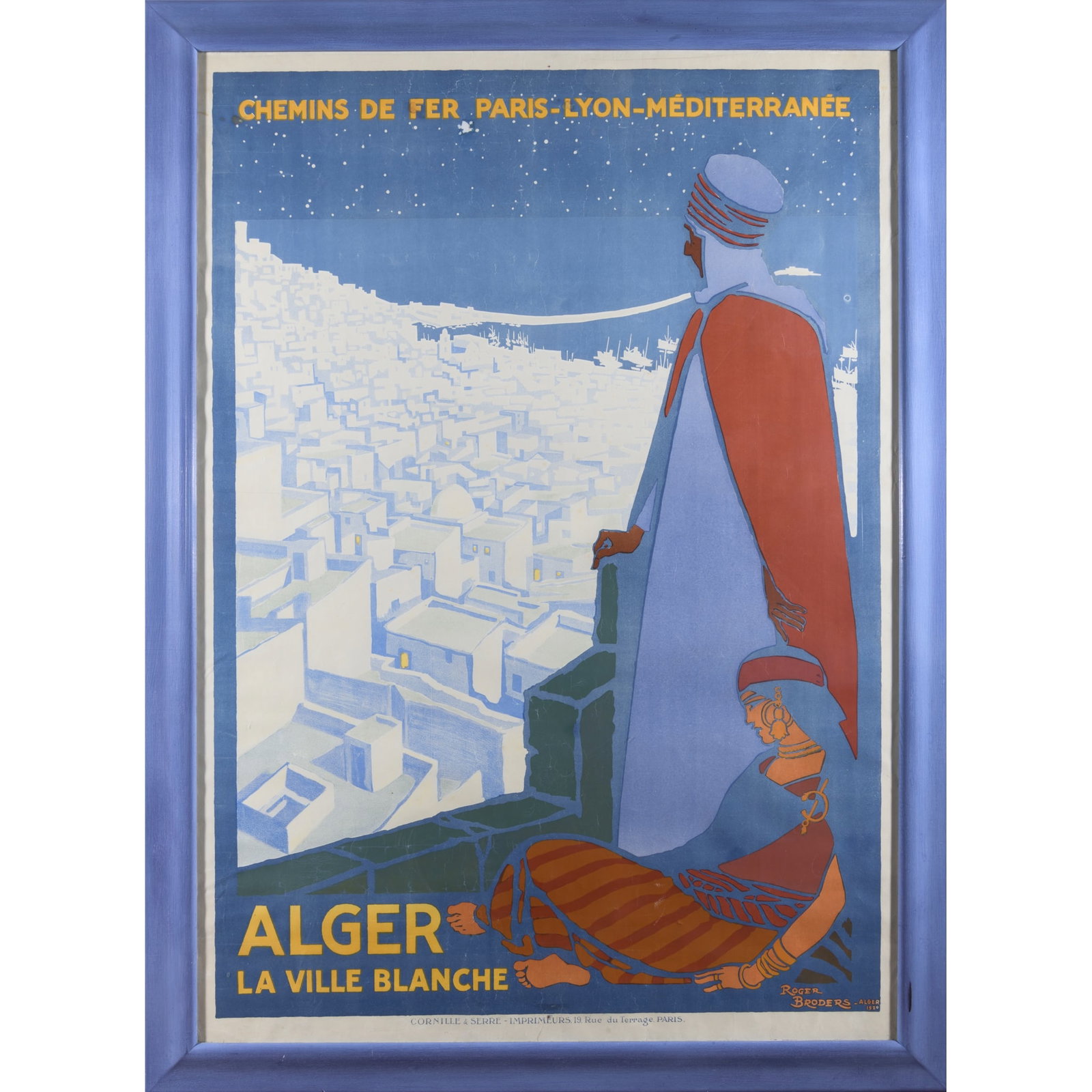 ROGER BRODERS (1883-1953): ROGER BRODERS (1883-1953) ALGER lithographic poster, 1920, condition A-; backed on linen, framed 42 x 29.5in. (107 x 75cm.) Literature: Broders, p.112