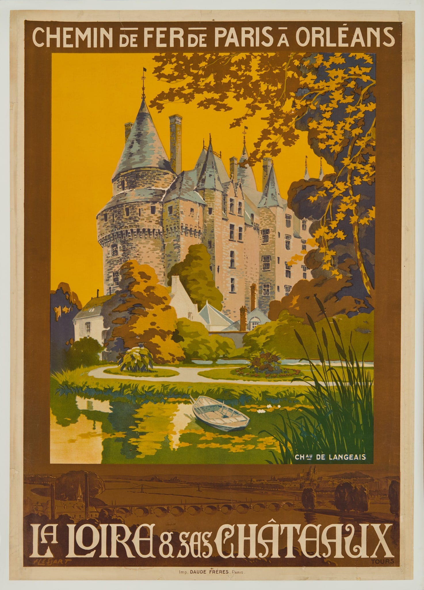 LESSART: LESSART LA LOIRE CHATEAUX lithographic poster, c.1926, condition B+; backed on paper 41 x 28.5in. (104 x 72 cm.)