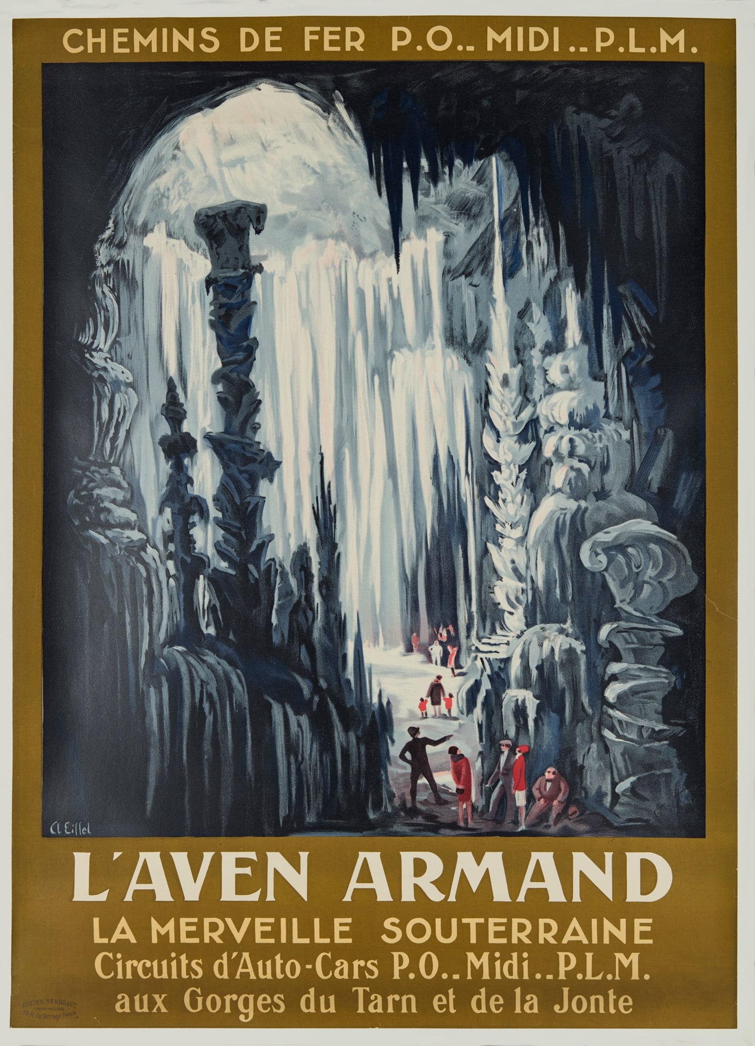 A. EIFFEL: A. EIFFEL L'AVEN ARMAND lithographic poster, c.1922, condition B+; backed on paper 41 x 29in. (104 x 75cm.) 