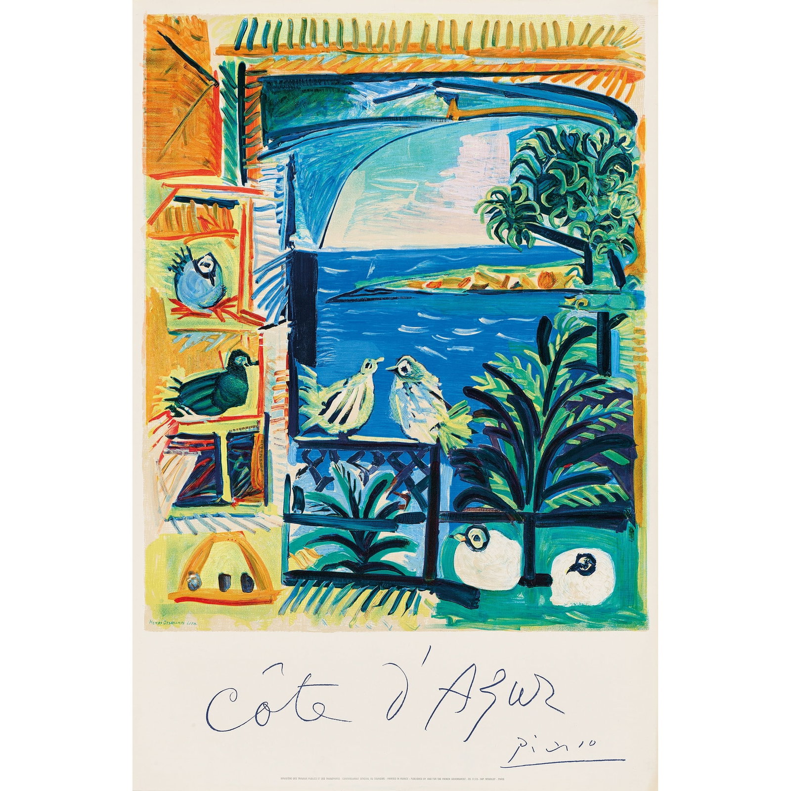 AFTER PABLO PICASSO (1881-1973): AFTER PABLO PICASSO (1881-1973) COTE D'AZUR lithographic poster, 1957, condition A; not backed 39 x 26in. (99 x 65cm.)