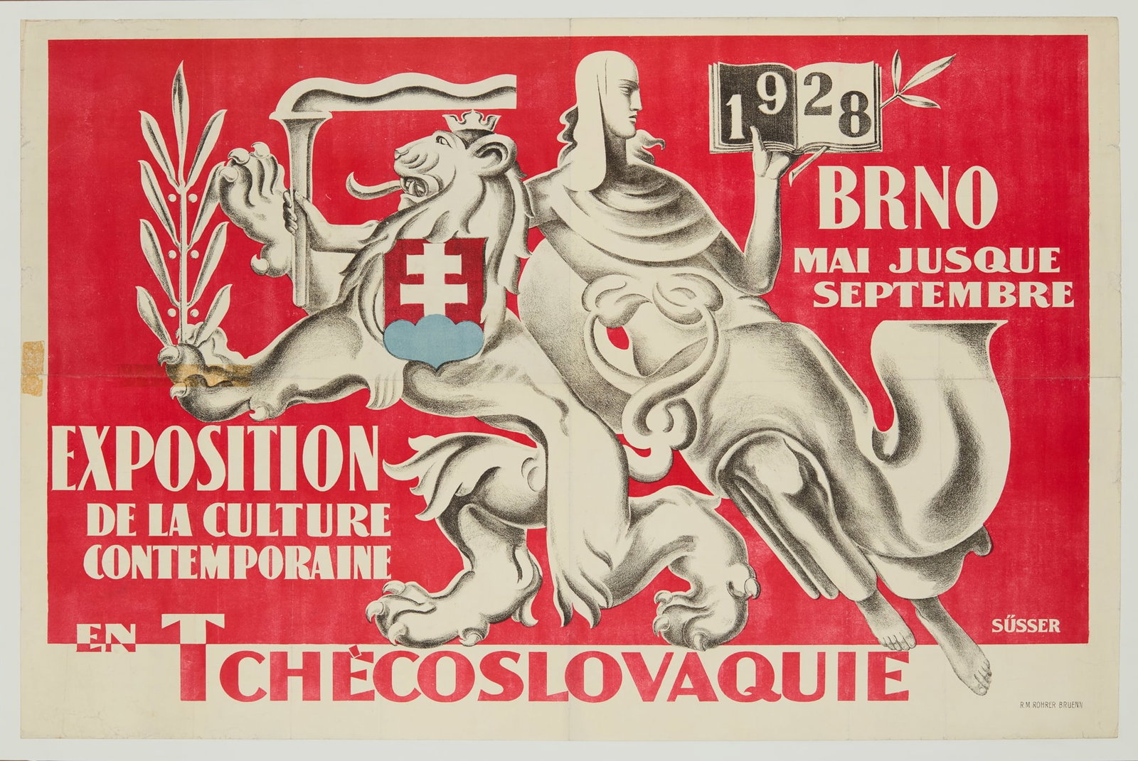 FRANTISEK VACLAV SÜSSER (1890-1956): FRANTISEK VACLAV SÜSSER (1890-1956) TCHECOSLOVAQUIE lithographic poster, 1928, condition B+; backed on paper 25 x 37.5in. (63.5 x 95 cm.)