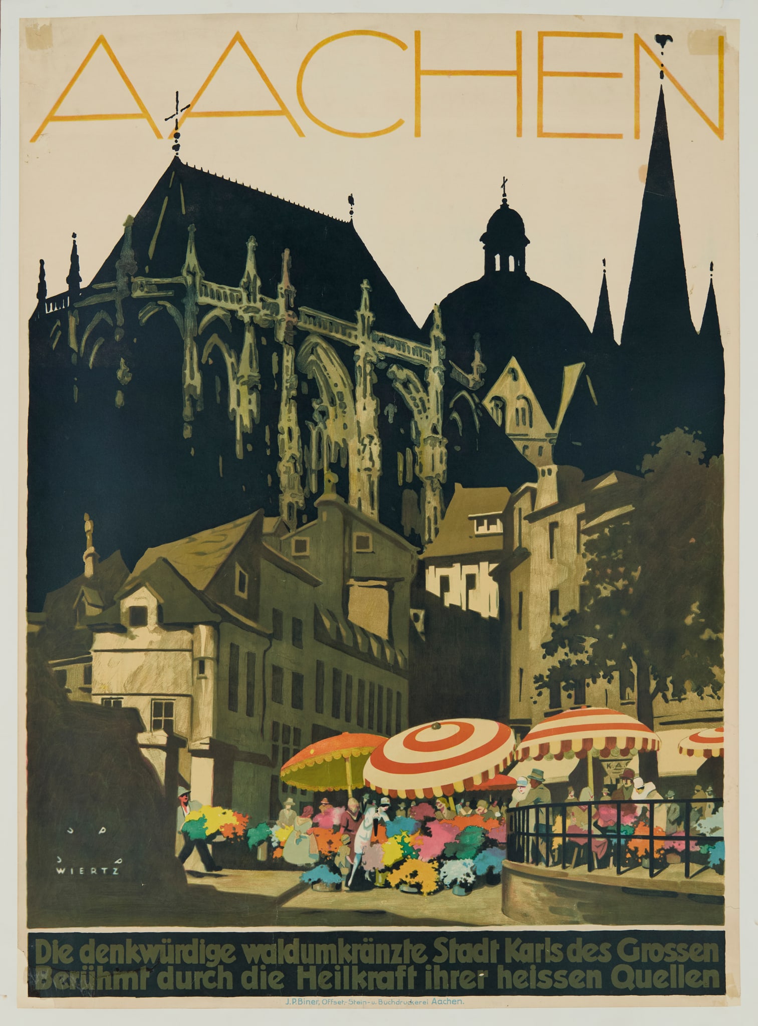JUPP WIERTZ (1888–1939): JUPP WIERTZ (1888–1939) AACHEN lithographic poster, c.1928, condition B; backed on paper 38 x 27in. (96 x 69 cm.)