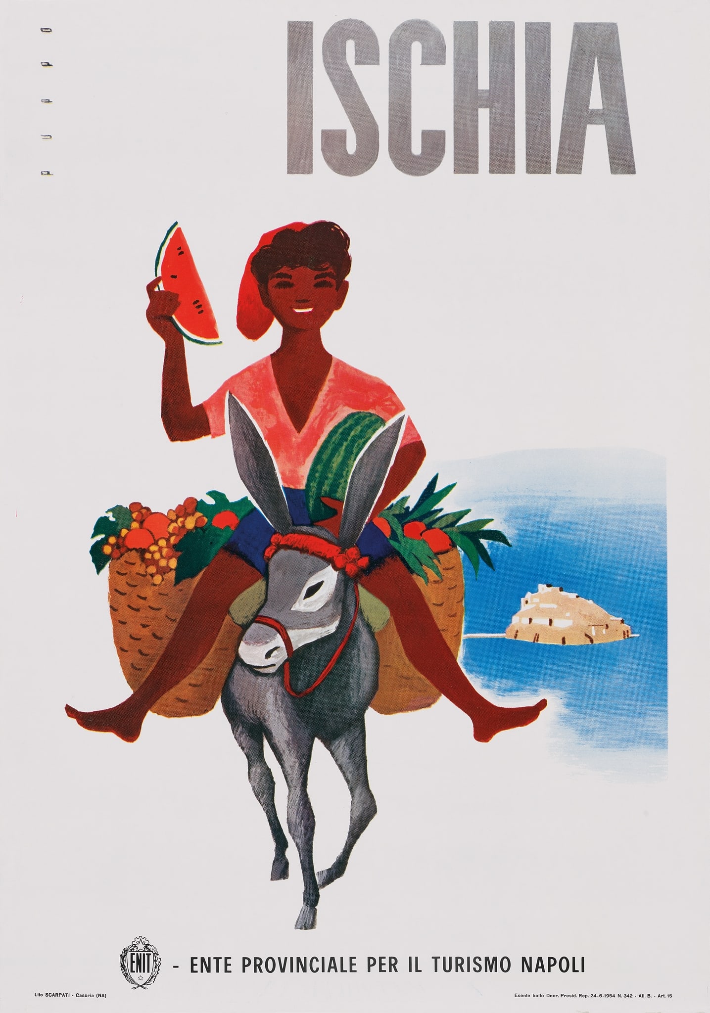 MARIO PUPPO (1905–1977): MARIO PUPPO (1905–1977) ISCHIA offset lithographic poster, condition A-; not backed