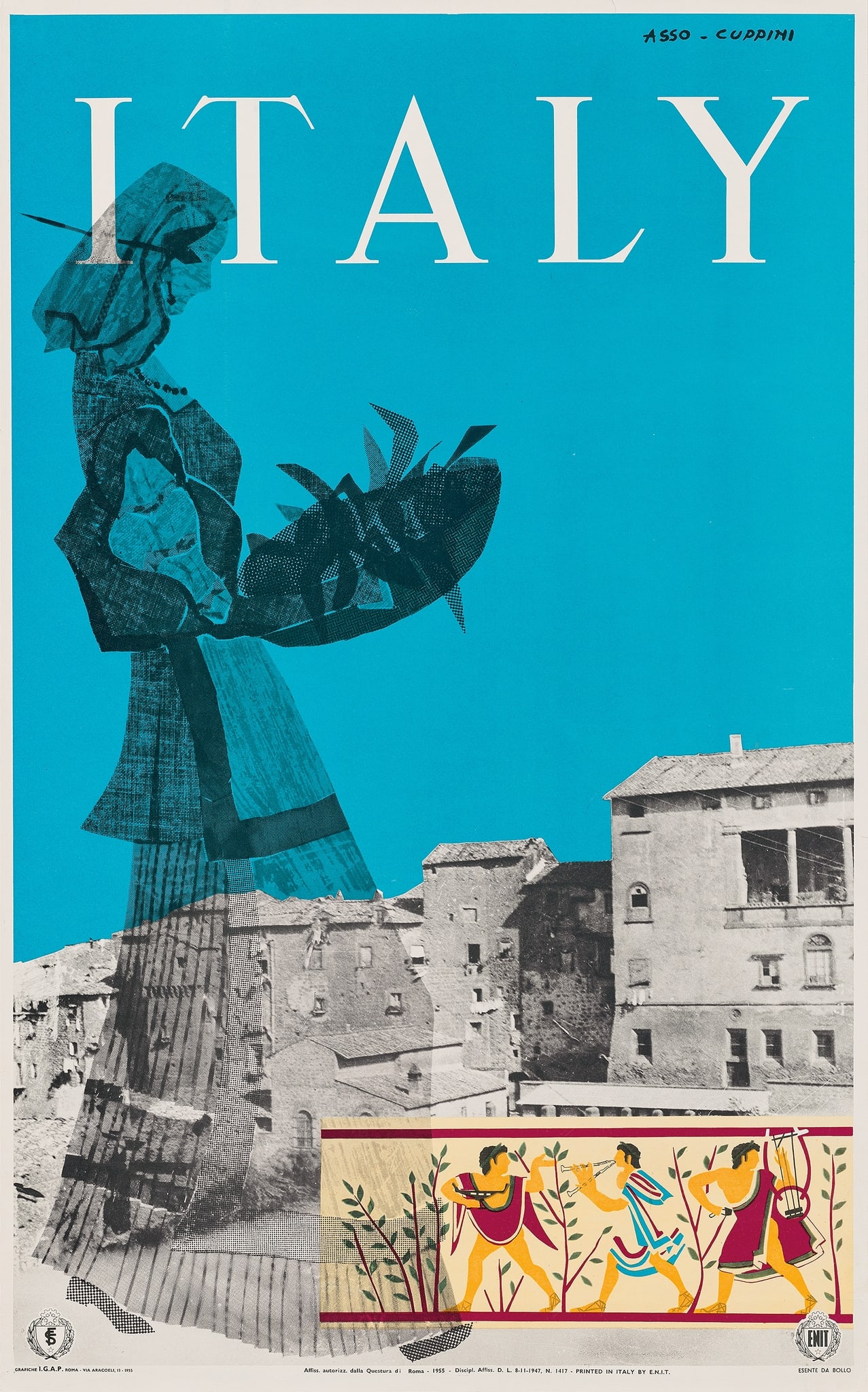 ANONYMOUS: ANONYMOUS ITALY offset lithographic poster, 1955, condition A; not backed 39.5 x 24.5in. (100 x 65cm.)