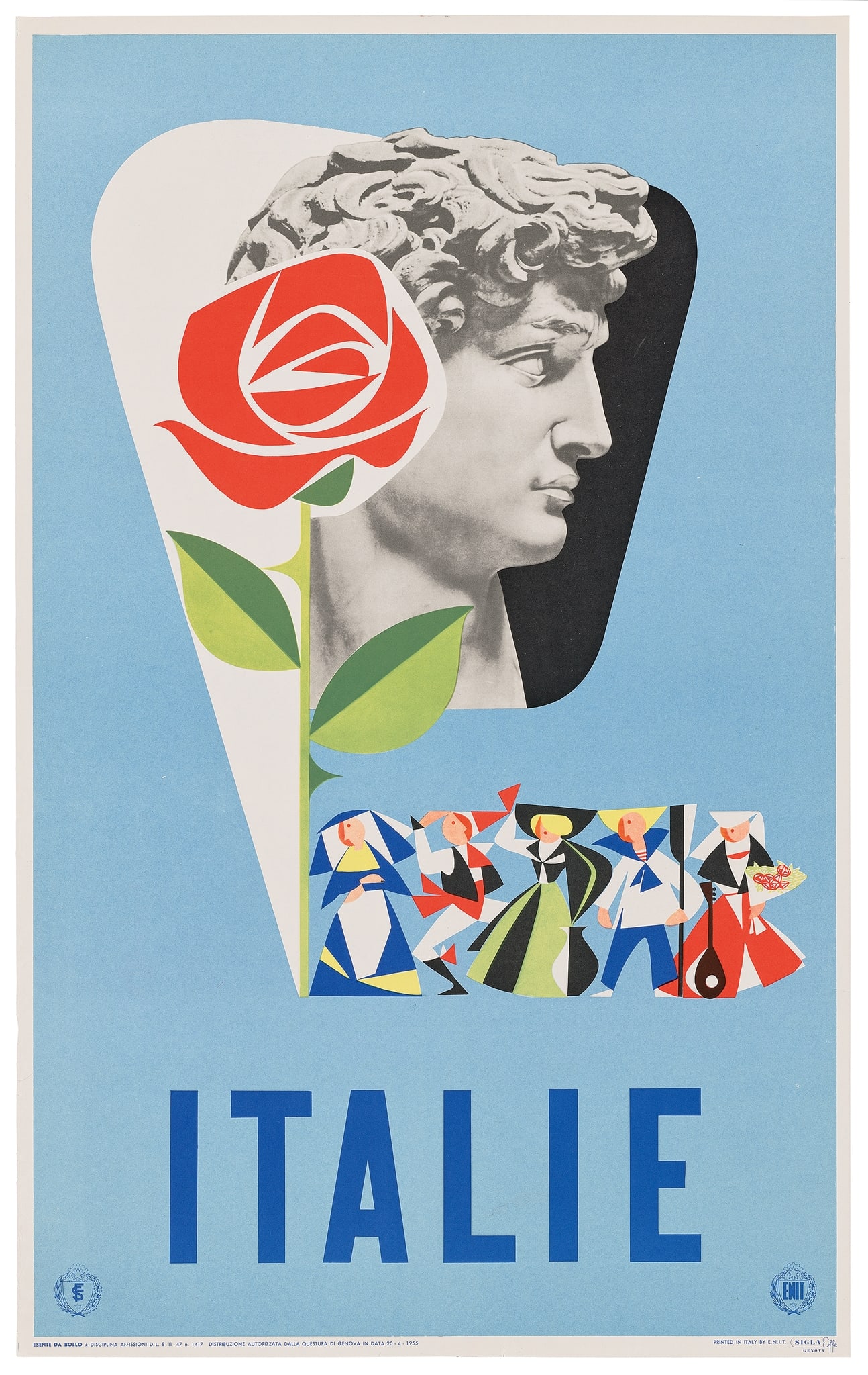 ANONYMOUS: ANONYMOUS ITALIE offset lithographic poster, 1955, condition A-; not backed 39.5 x 24.5in. (100 x 65cm.)