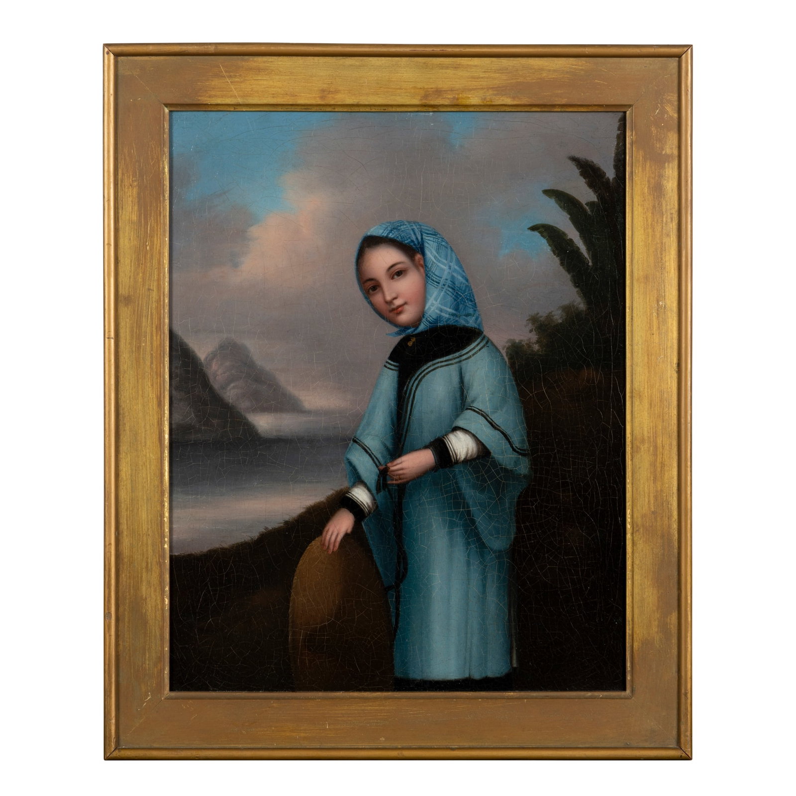 CHINESE SCHOOL, PORTRAIT OF A TANKA BOATWOMAN: CHINESE SCHOOL, PORTRAIT OF A TANKA BOATWOMAN QING DYNASTY, 19TH CENTURY 清 蜑家女畫像 布本油畫 木框oil on canvas, depicting a l