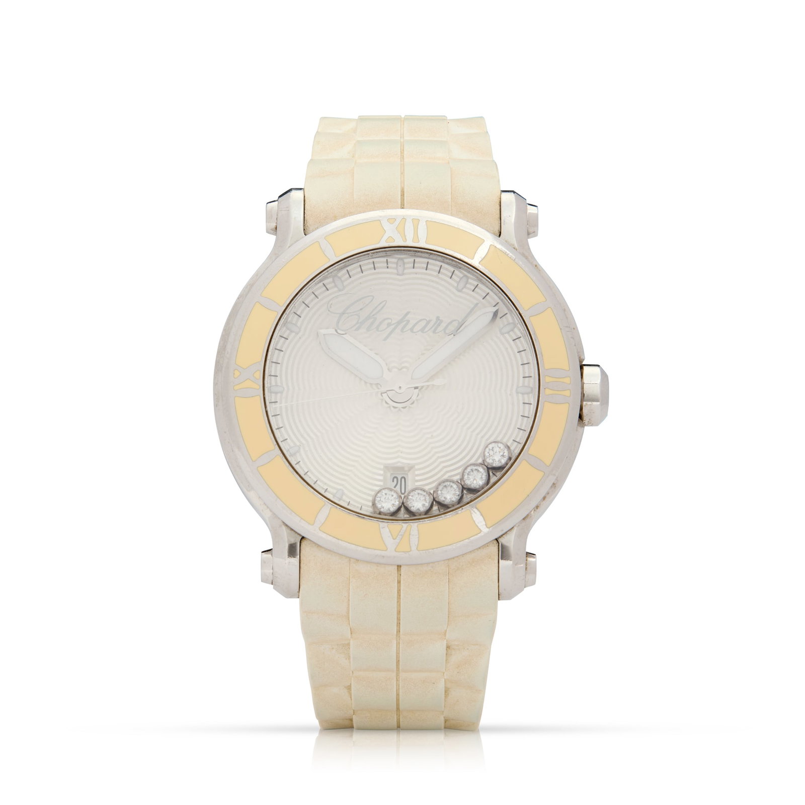 Chopard. A stainless steel and white rubber automatic wristwatch with diamonds (1 of 1)