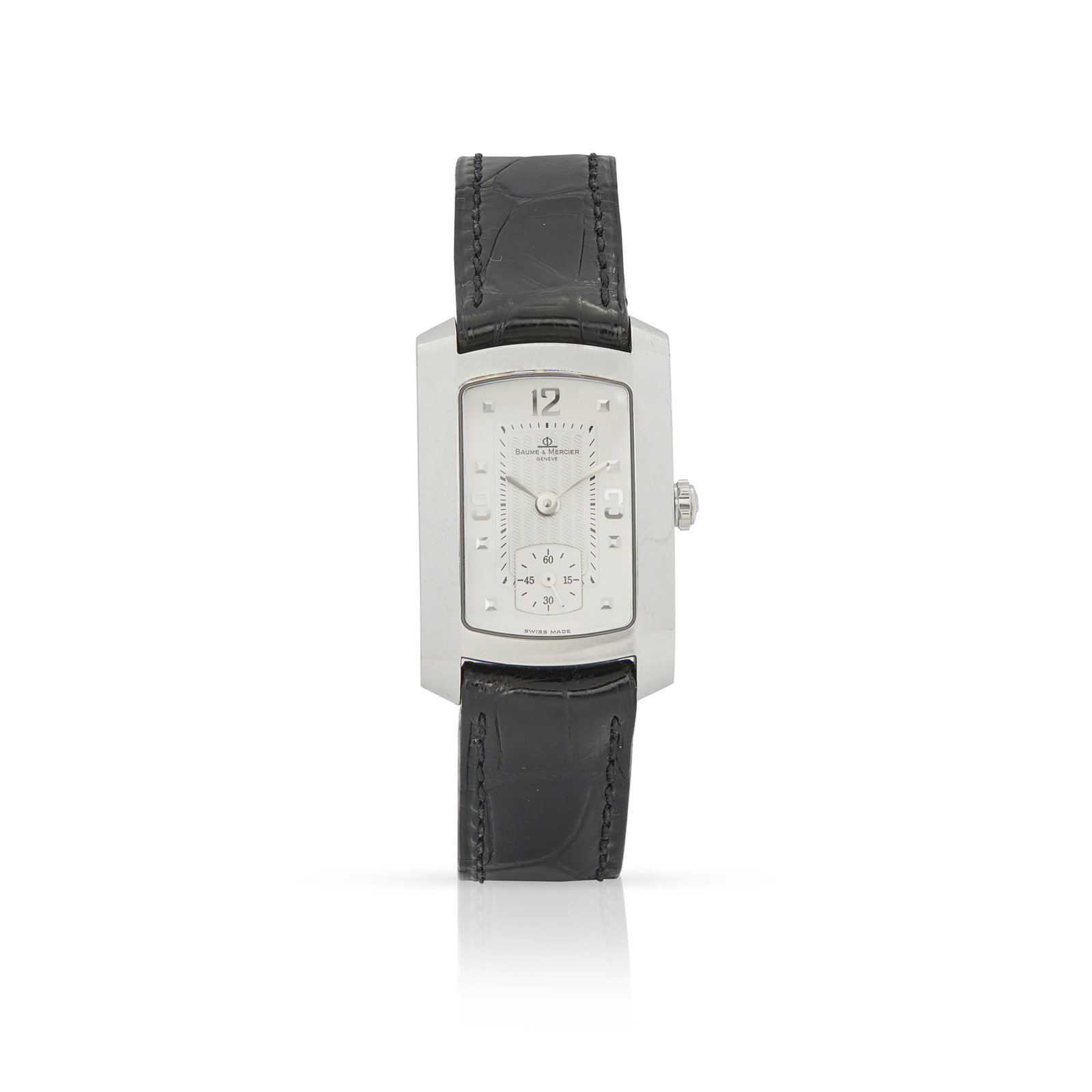 Y Baume & Mercier. An 18k white gold rectangular quartz wristwatch (1 of 1)