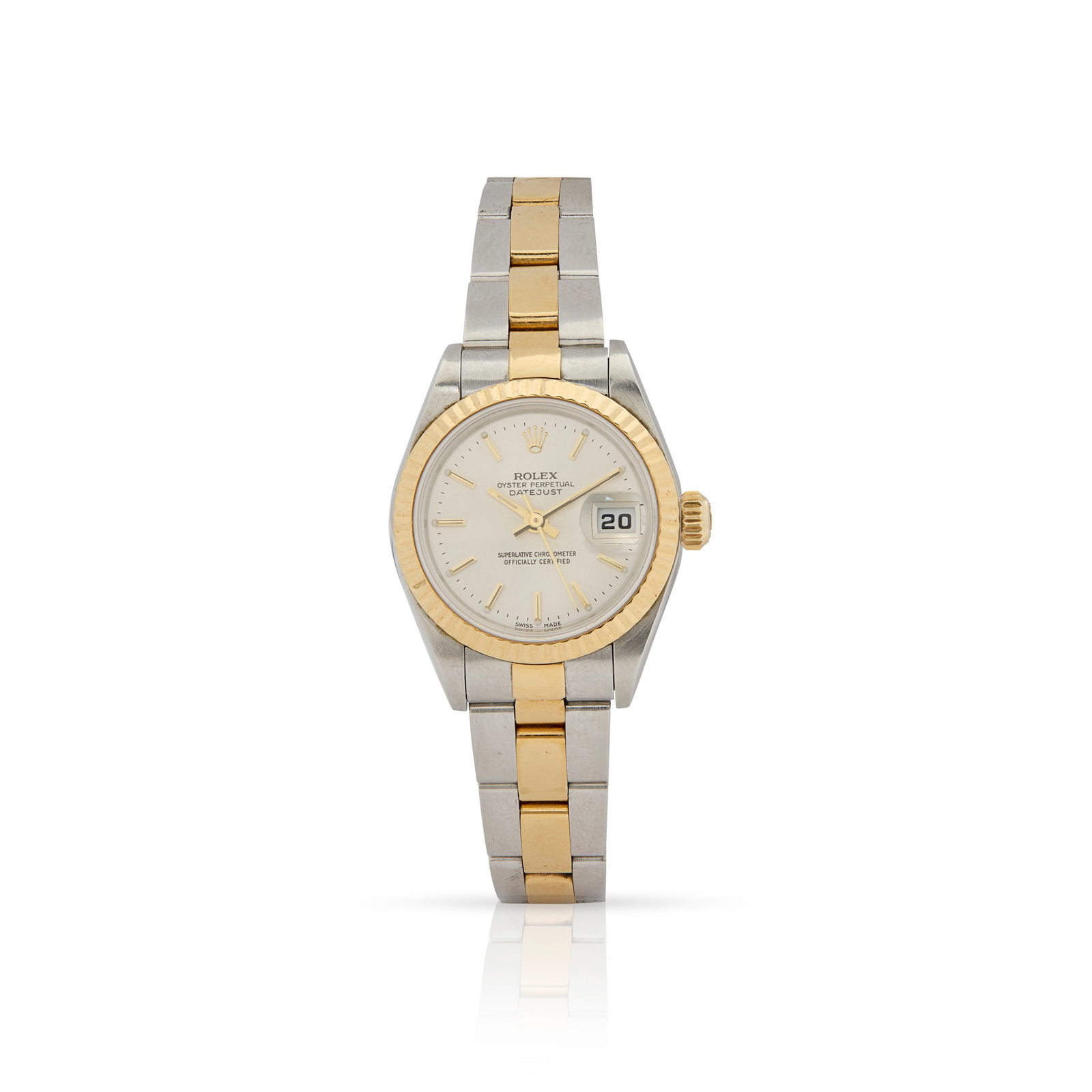 Rolex. A Ladies stainless steel and gold automatic wristwatch with date: Rolex. A Ladies stainless steel and gold automatic wristwatch with date Oyster Perpetual DateJust, Ref.79173, Case No. P324172, made circa 2000 Cal.2235 self-winding 31 jewel movement, silvered dial w