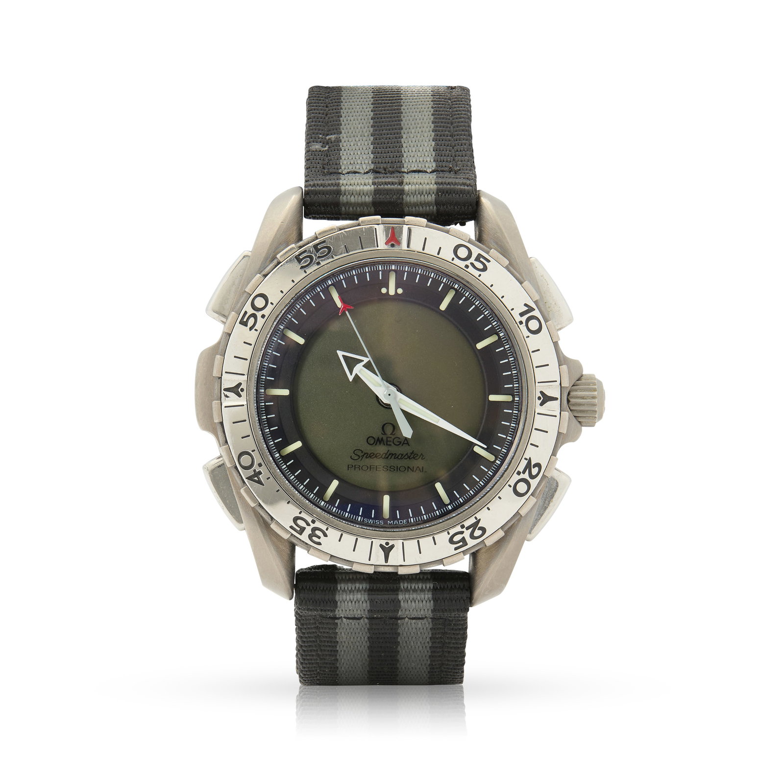Omega. A titanium quartz analogue/LCD wristwatch with alarm and multiple time-zones (1 of 2)