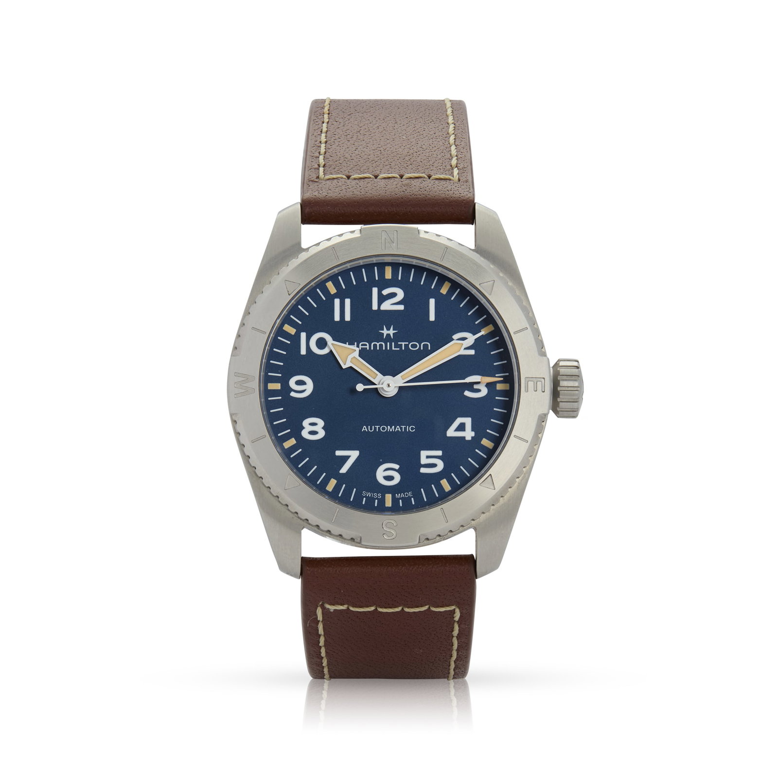Hamilton. A stainless steel automatic wristwatch with blue dial (1 of 1)