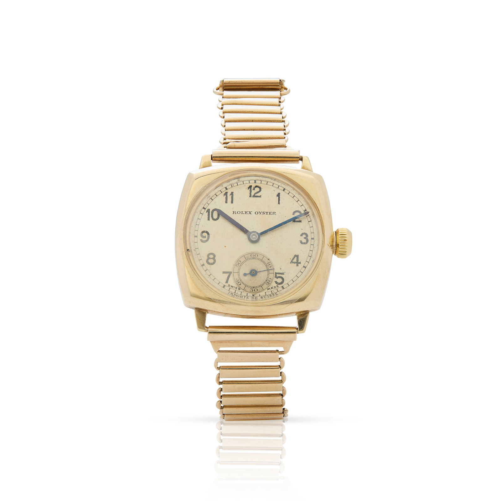 Rolex. An unusual 9k gold cushion shape mechanical wristwatch (1 of 1)