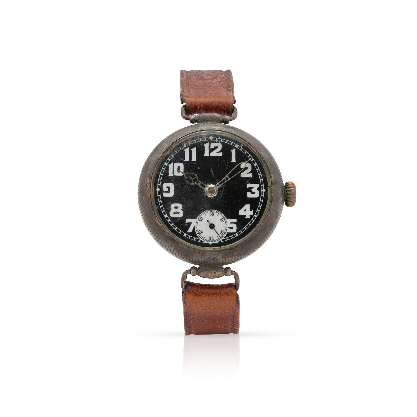 Rolex. An unusual silver mechanical wristwatch with black enamel dial (1 of 2)