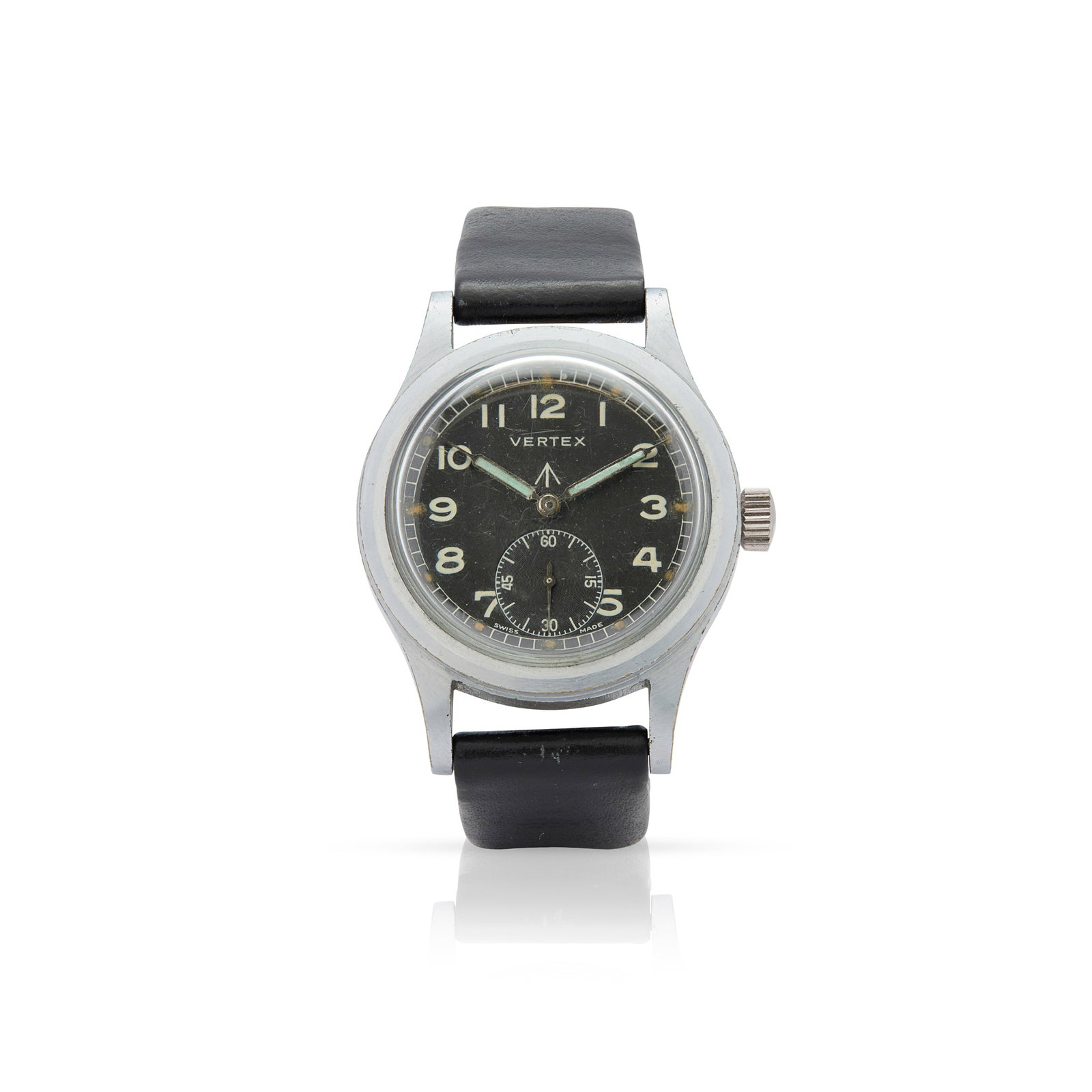 Vertex. An unusual nickel-plated brass and steel mechanical military-issue wristwatch (1 of 1)