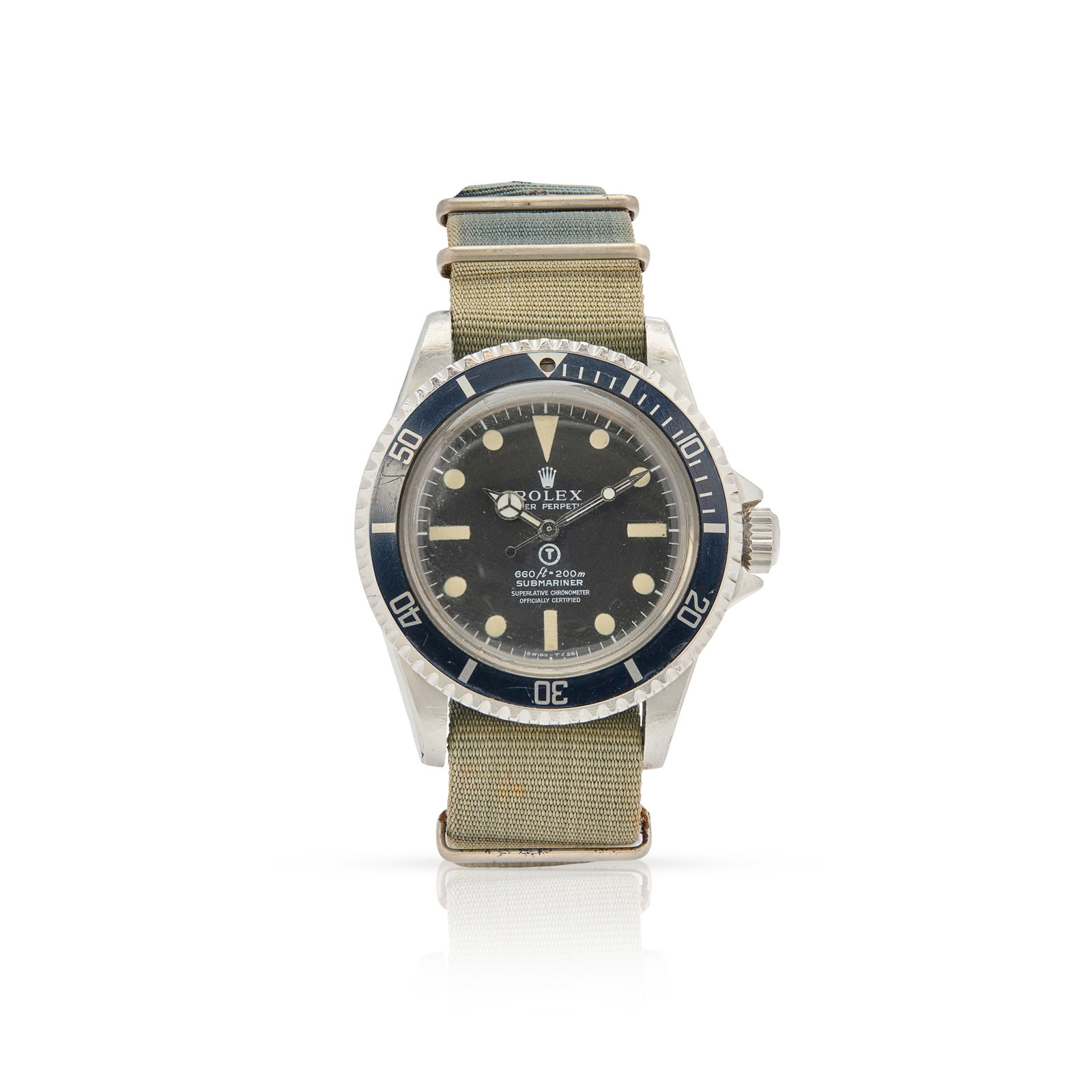 Rolex. A very rare British Military Issued stainless steel automatic wristwatch: Rolex. A very rare British Military Issued stainless steel automatic wristwatch Oyster Perpetual Submariner 'MilSub' Ref.5513, Case No.3764810, made circa 1972 Cal.1520 self-winding movement with hack