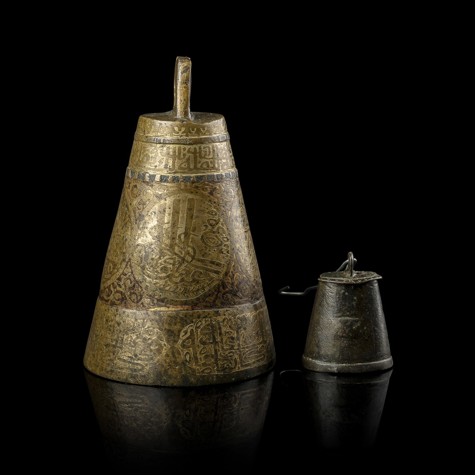 AN OTTOMAN ENAMELLED BRONZE HAJJ CAMEL BELL WITH TUGHRA (1 of 5)