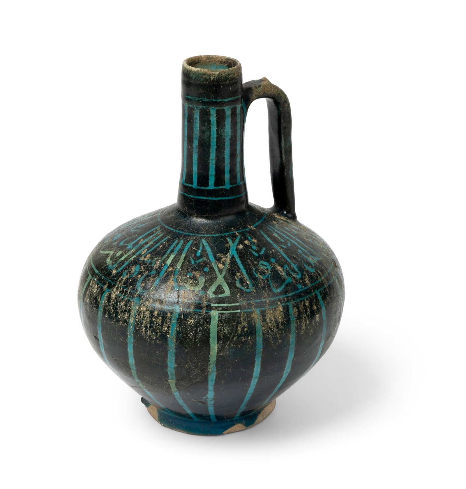 A KASHAN SILHOUETTE-WARE POTTERY JUG (1 of 5)