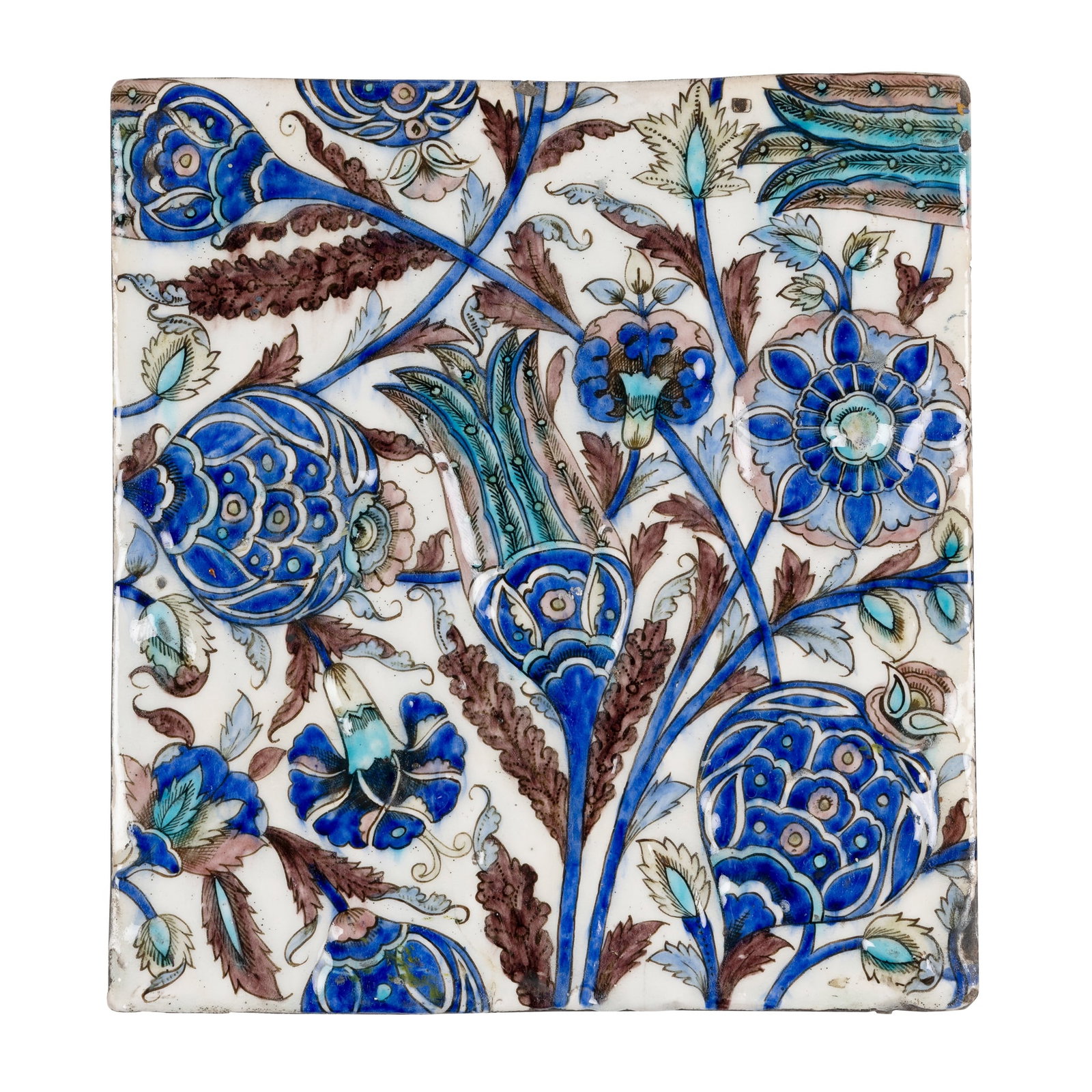 AN IZNIK-STYLE QAJAR POTTERY TILE (1 of 2)