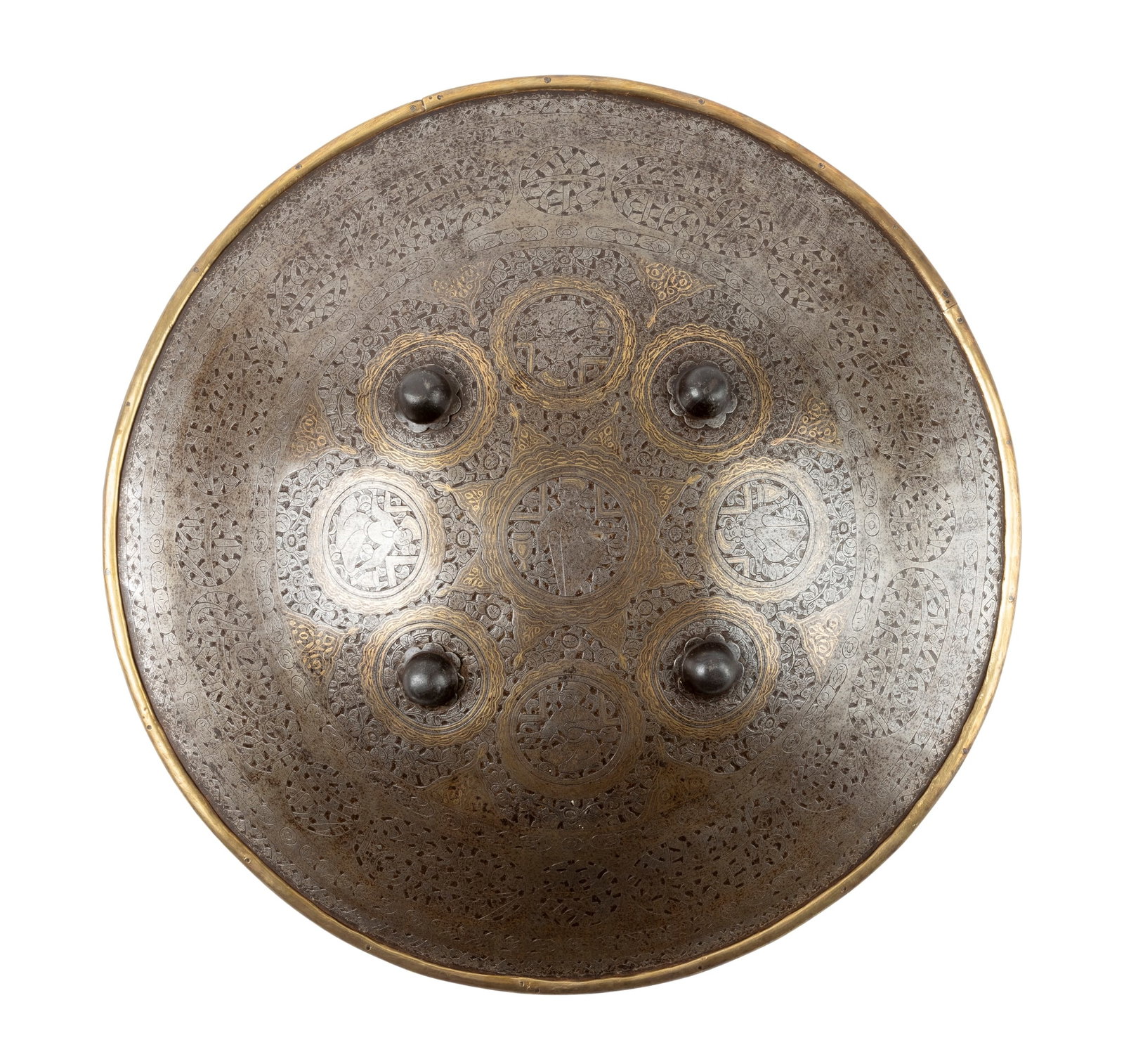 A QAJAR GOLD DAMASCENED STEEL SHIELD (1 of 1)