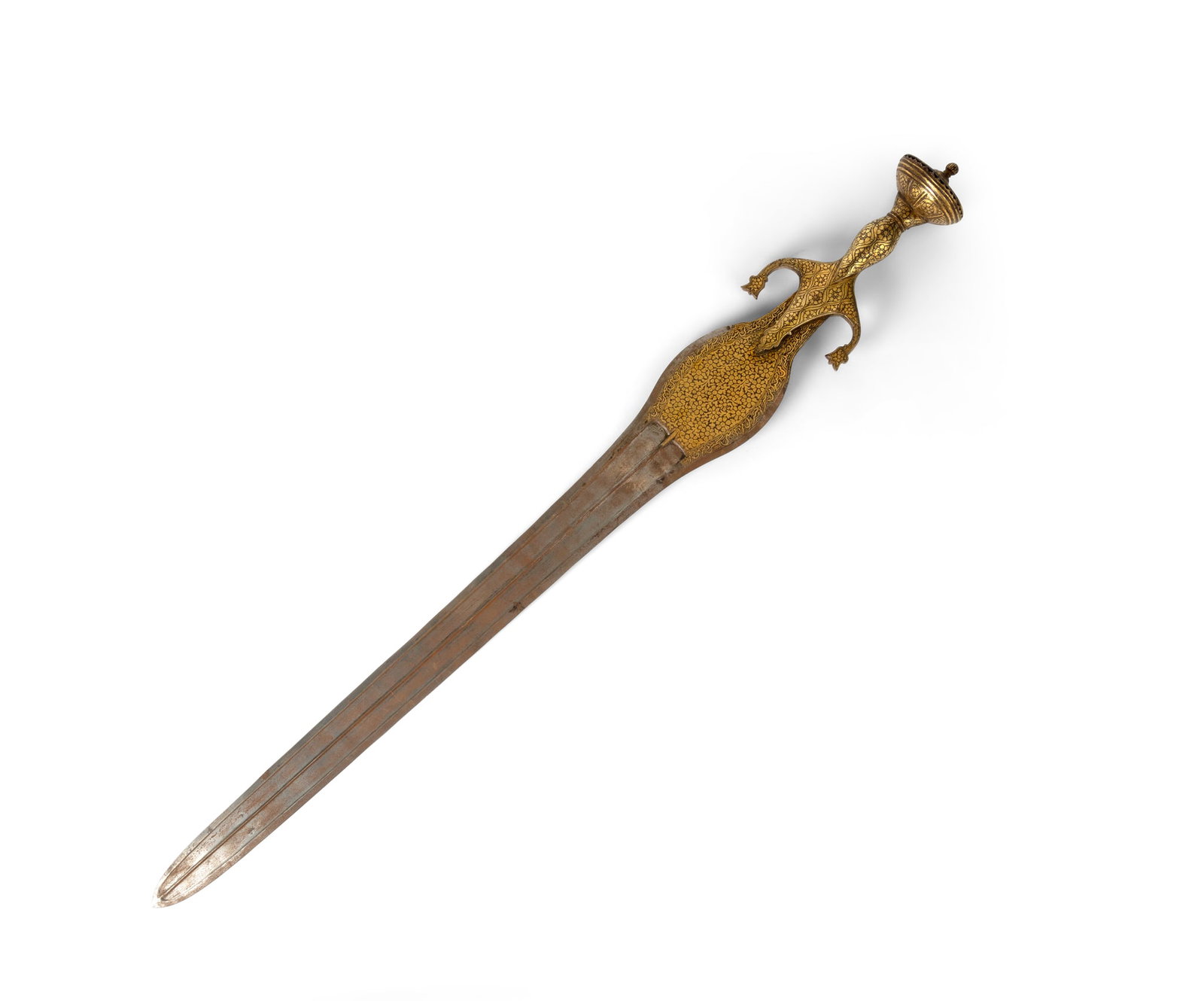 A GOLD DAMASCENED STEEL 'COBRA' SWORD (1 of 2)